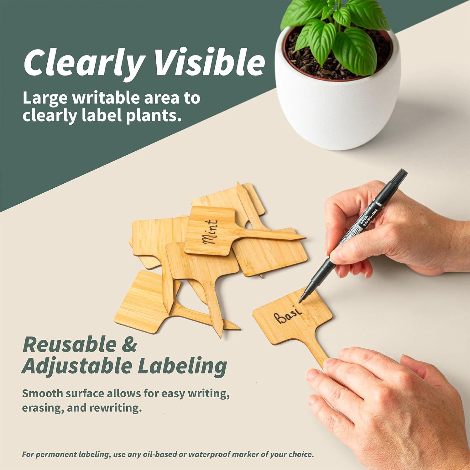 Etiquetas de Jardín Ecológicas de Bambú Natural - 52 Piezas