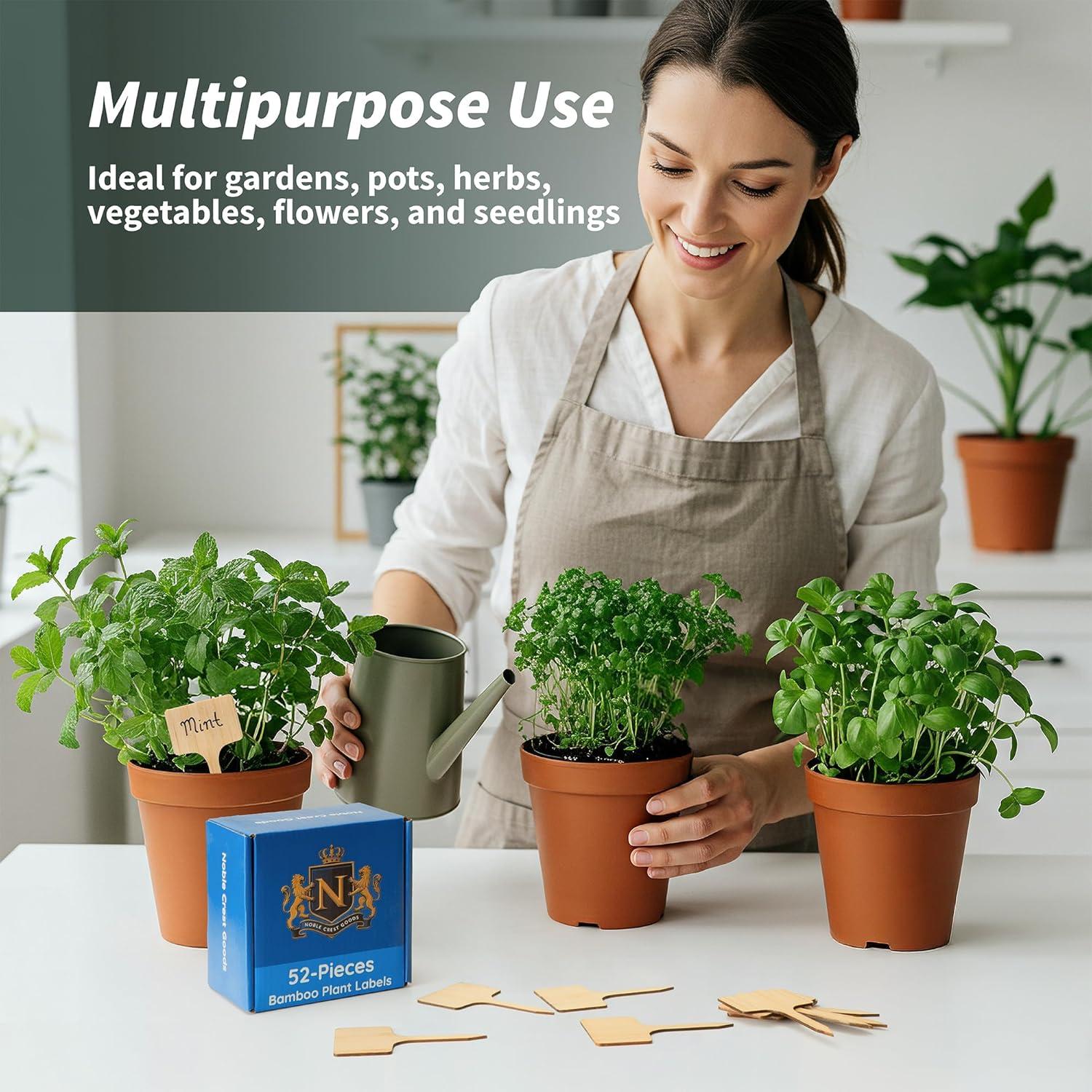 Etiquetas de Jardín Ecológicas de Bambú Natural - 52 Piezas