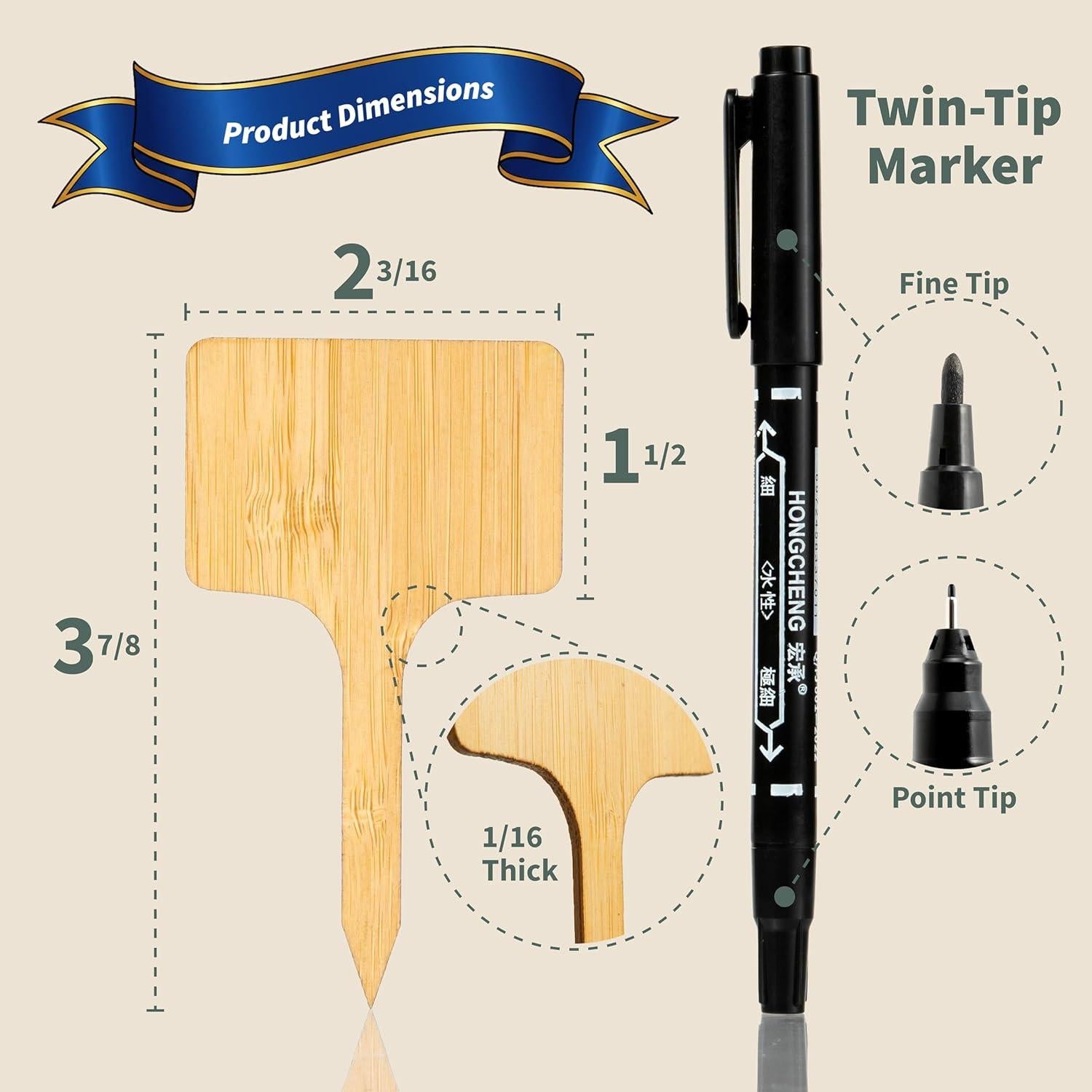 Etiquetas de Jardín Ecológicas de Bambú Natural - 52 Piezas