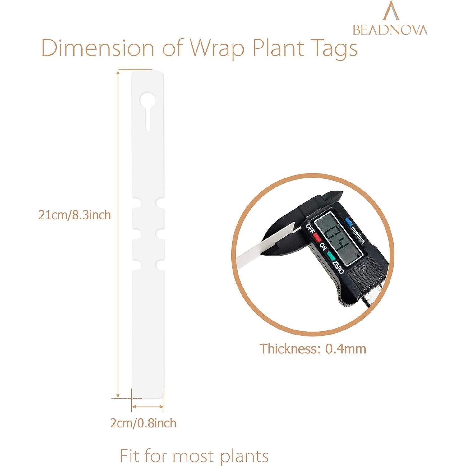 Etiquetas de Plantas BEADNOVA 120 Pcs Blancas 21x2 cm