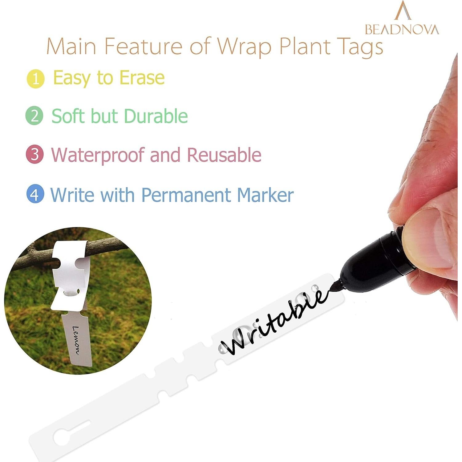 Etiquetas de Plantas BEADNOVA 120 Pcs Blancas 21x2 cm
