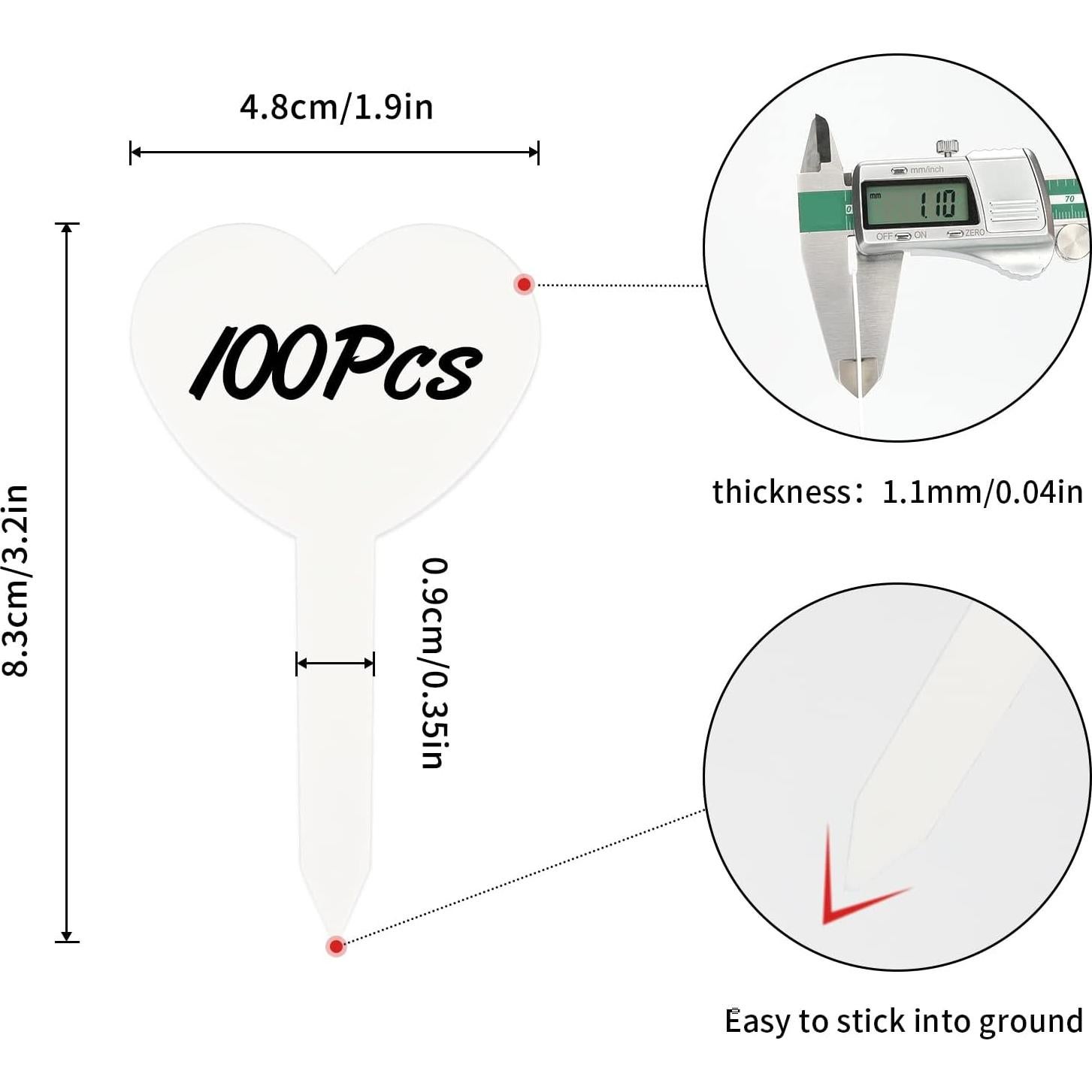 100 Etiquetas de Plástico para Plantas KINGLAKE Jardín con Bolígrafo