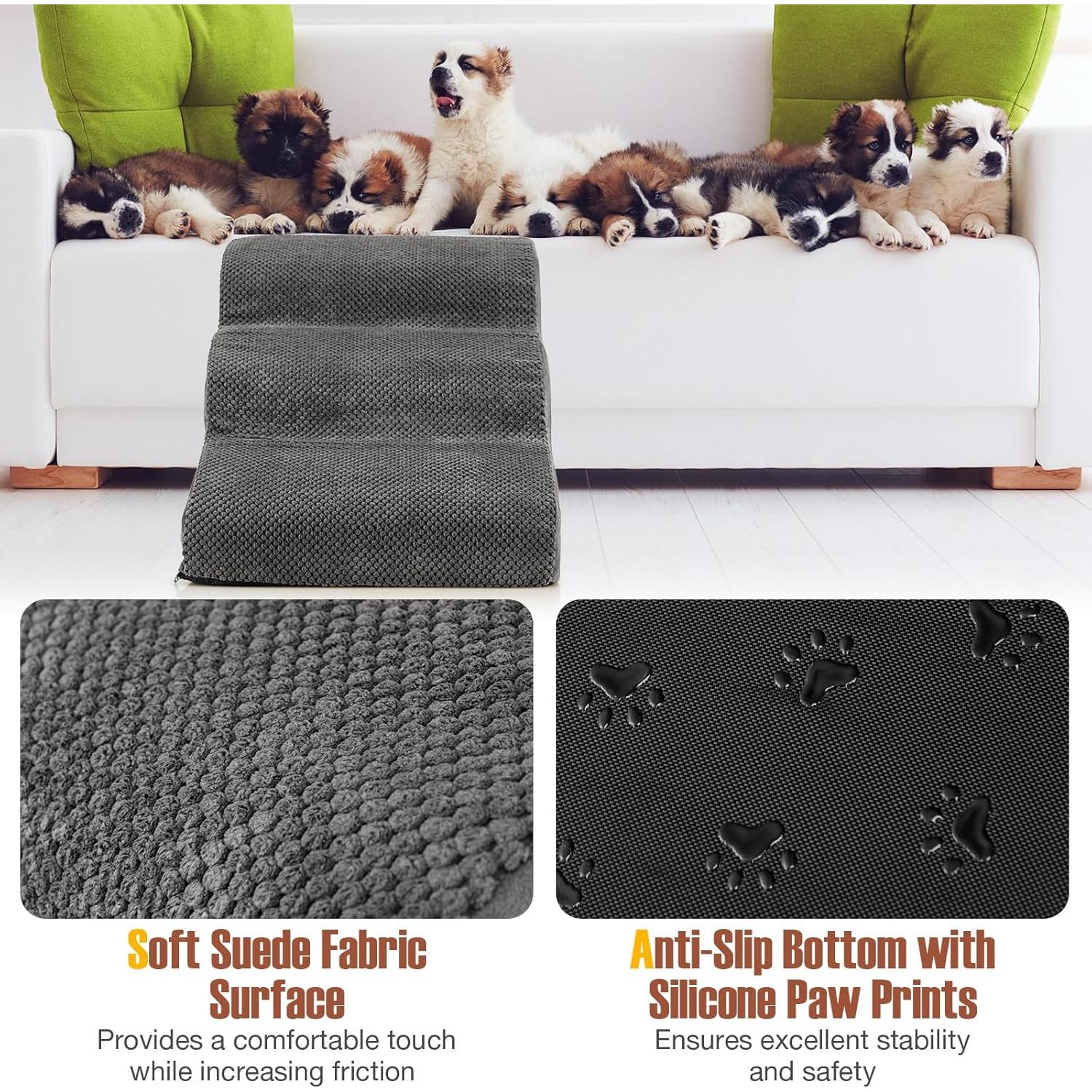 Rampas para Perros Giantex 3 Escalones Antideslizantes Gris