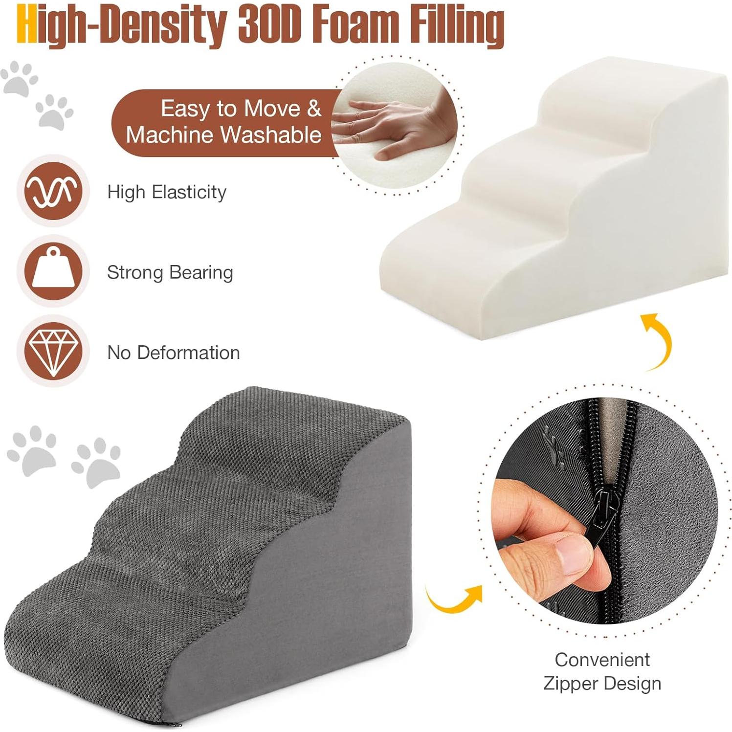 Rampas para Perros Giantex 3 Escalones Antideslizantes Gris