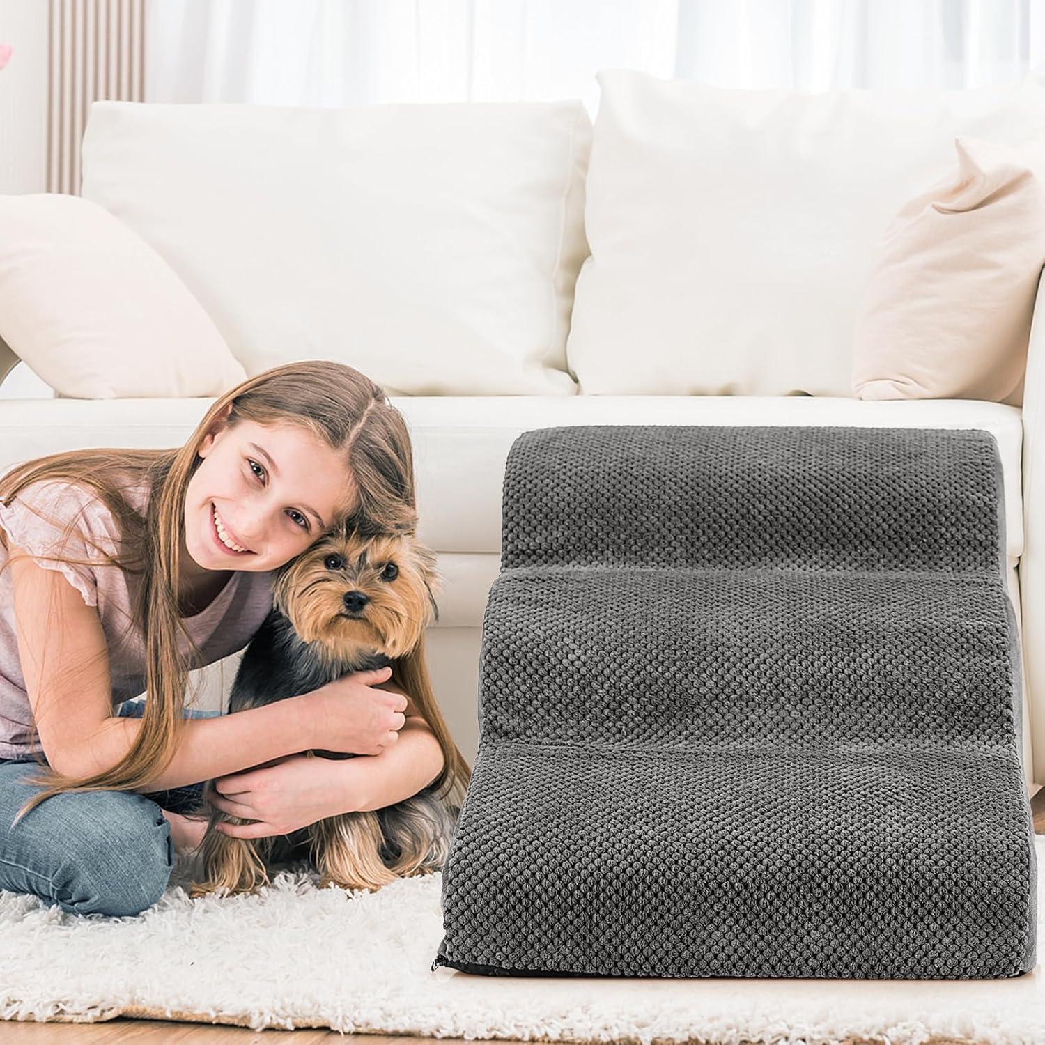 Rampas para Perros Giantex 3 Escalones Antideslizantes Gris