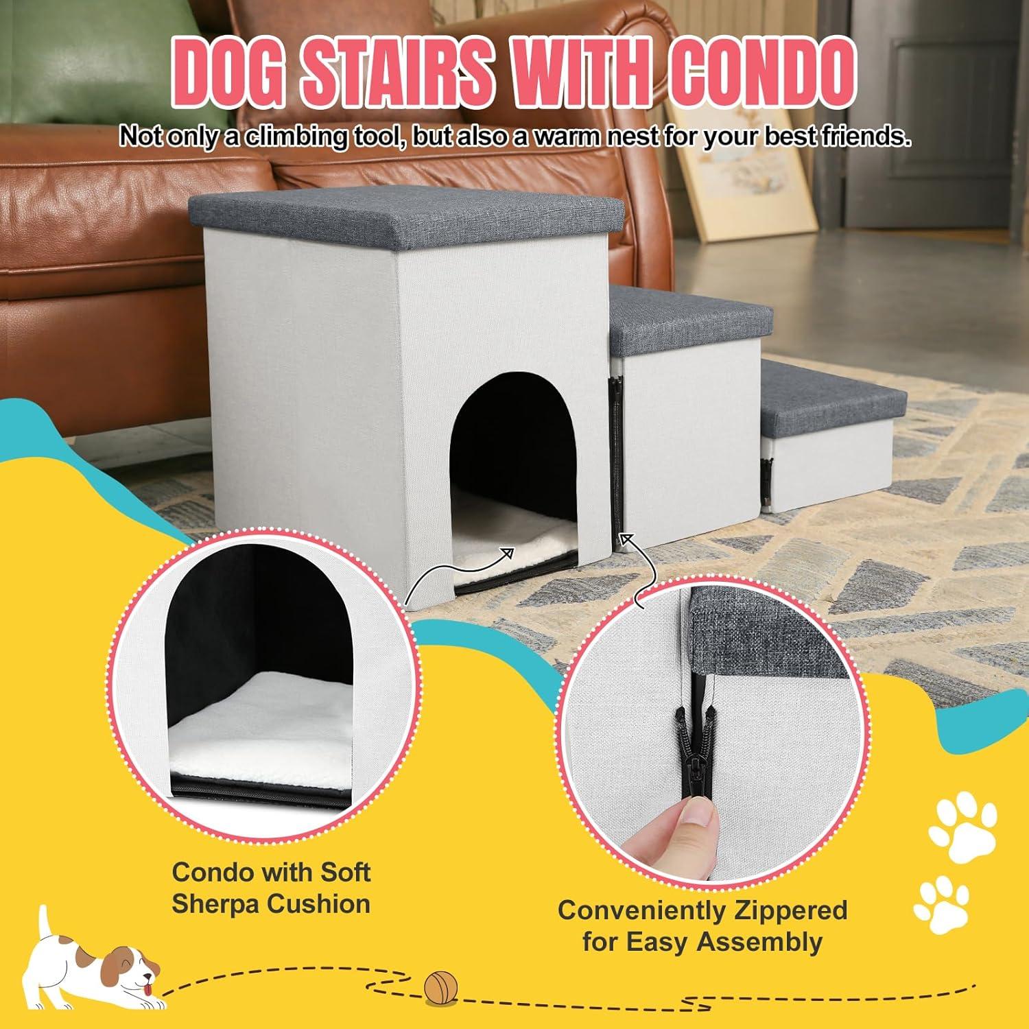 Escaleras Plegables para Perros y Gatos HOMELYSIAN 3 Escalones