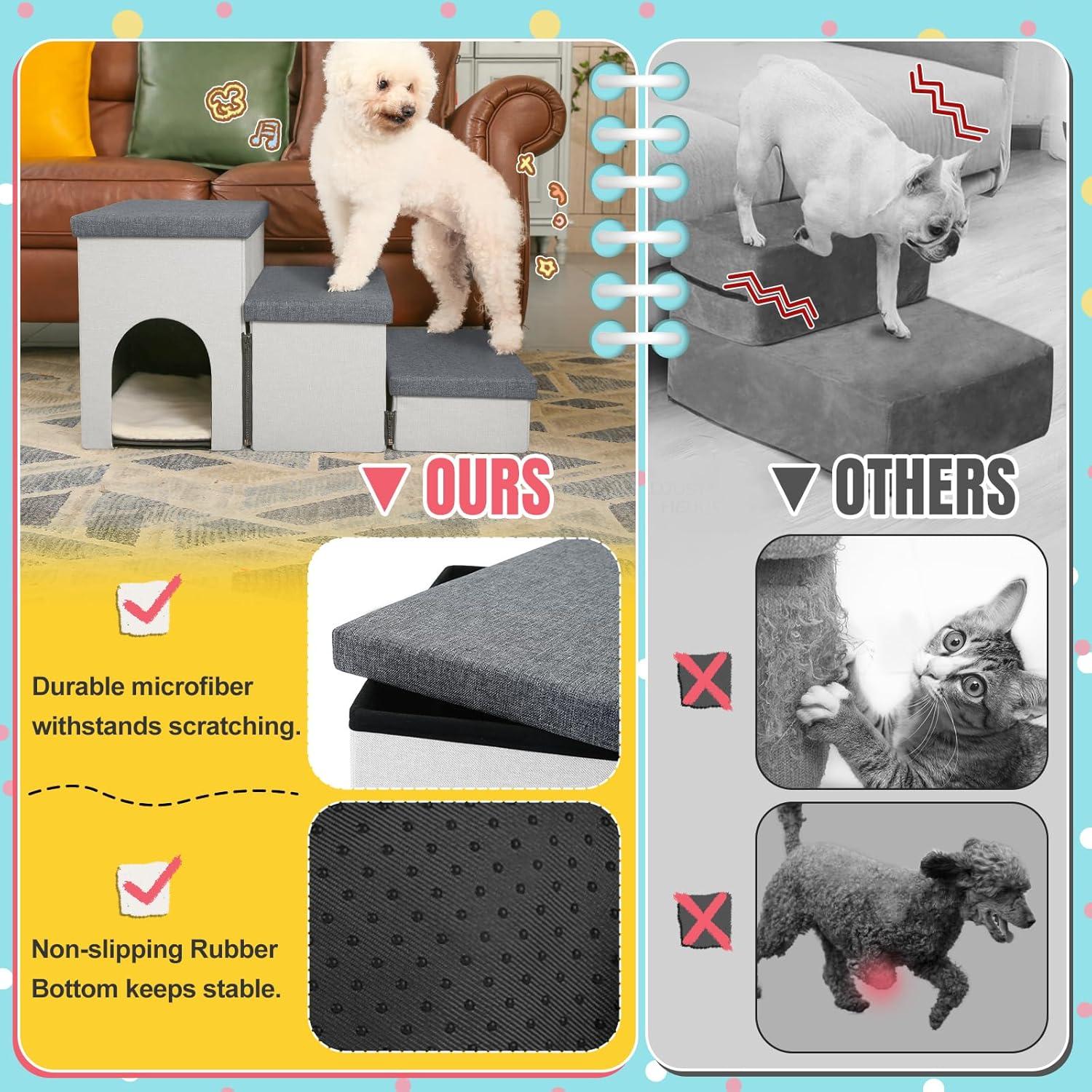 Escaleras Plegables para Perros y Gatos HOMELYSIAN 3 Escalones