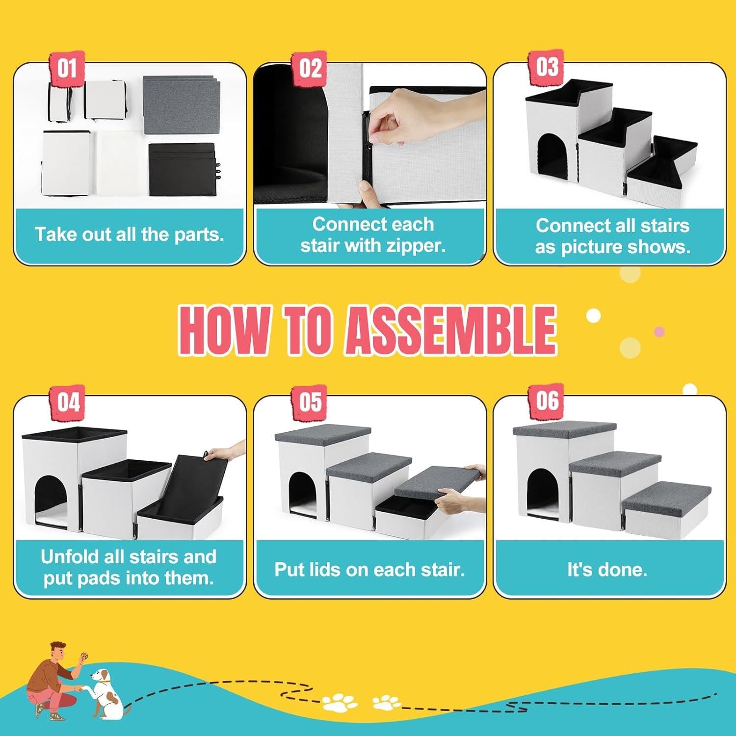 Escaleras Plegables para Perros y Gatos HOMELYSIAN 3 Escalones