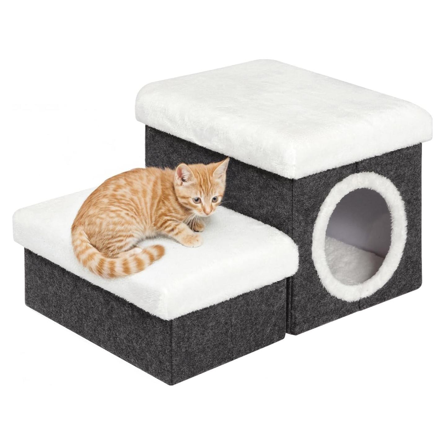 Escalones para Gatos Bailey 2 Niveles Plegables con Almacenamiento