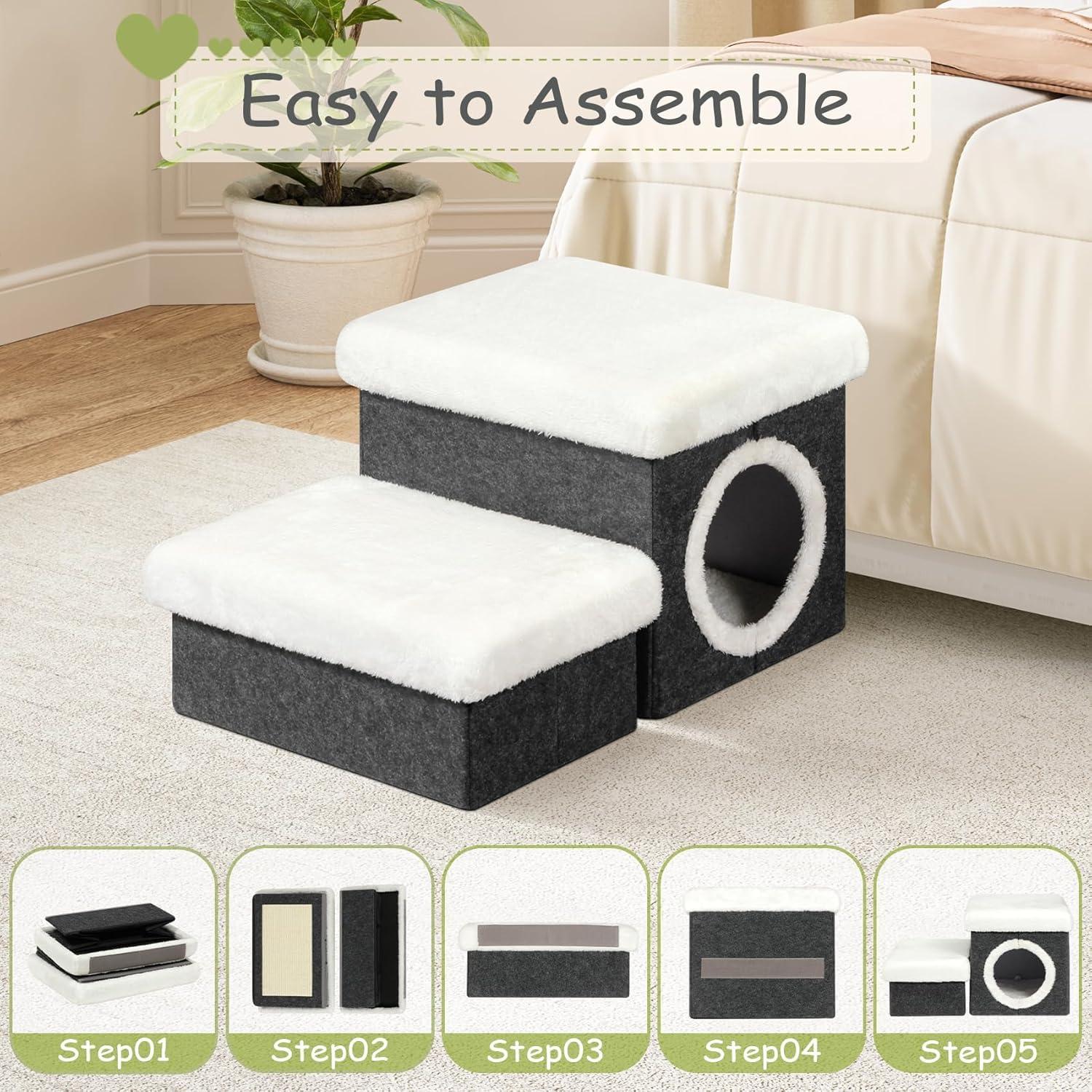 Escalones para Gatos Bailey 2 Niveles Plegables con Almacenamiento