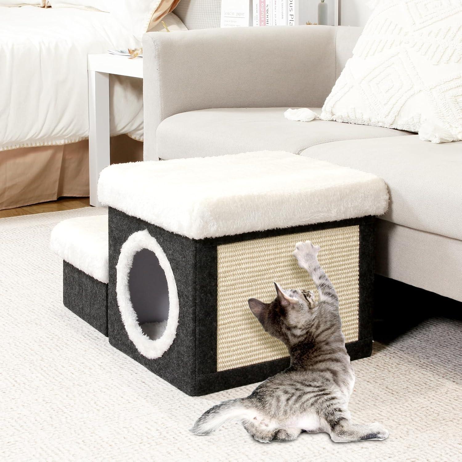 Escalones para Gatos Bailey 2 Niveles Plegables con Almacenamiento