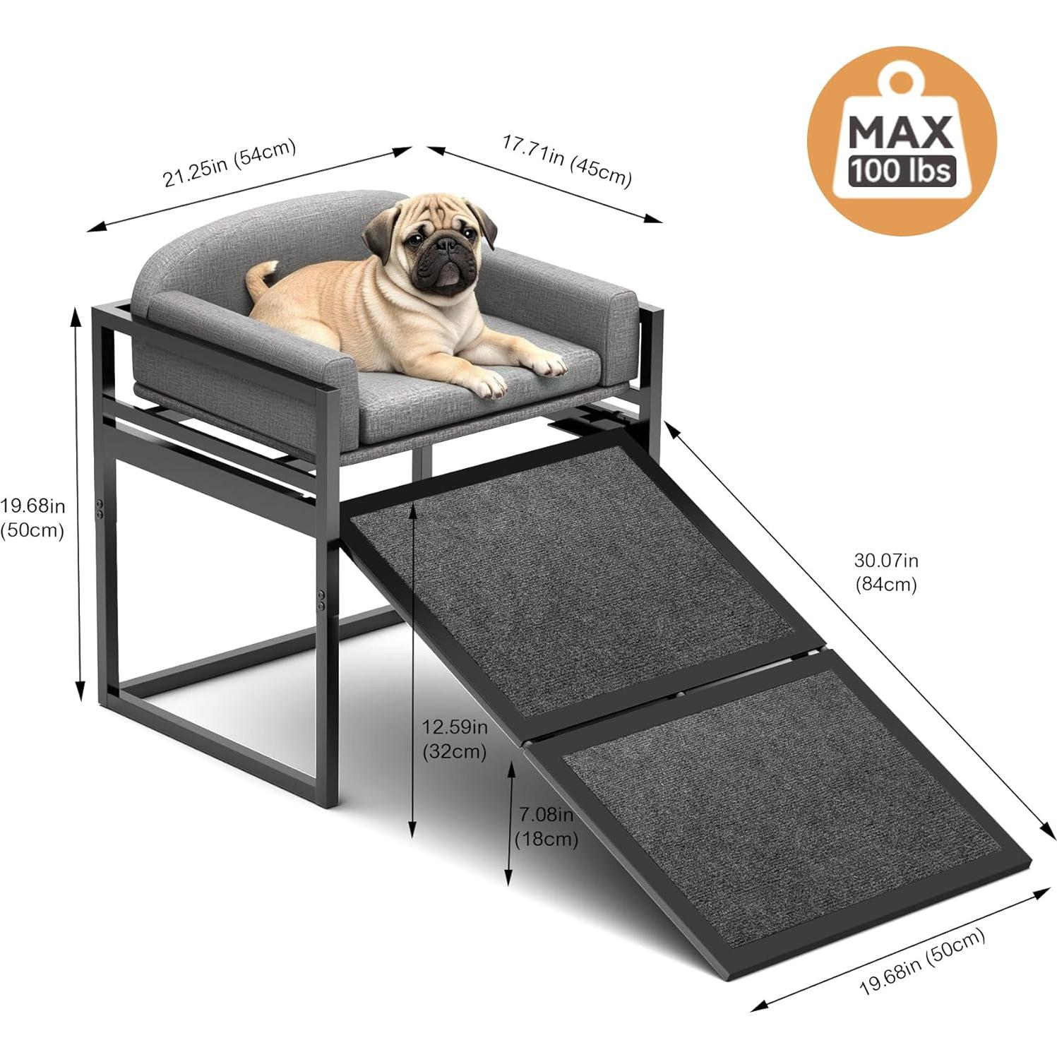 Escalera para Mascotas Clioran Gris 48x31 cm Antideslizante