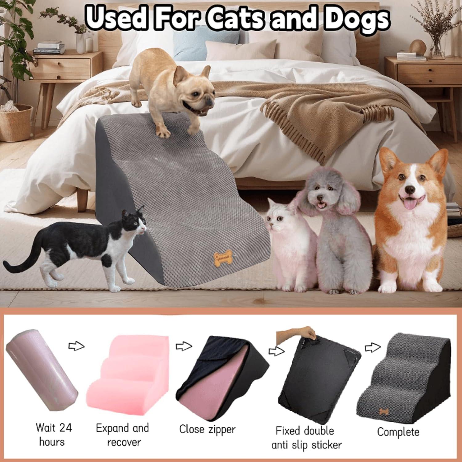 Escaleras para perros Necrely 3 pasos antideslizantes 60x40 cm