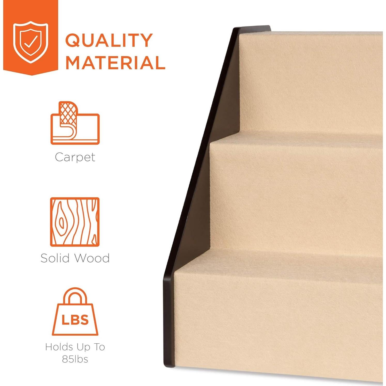 Escalera para Mascotas 3 Pasos Ajustable Antideslizante Madera