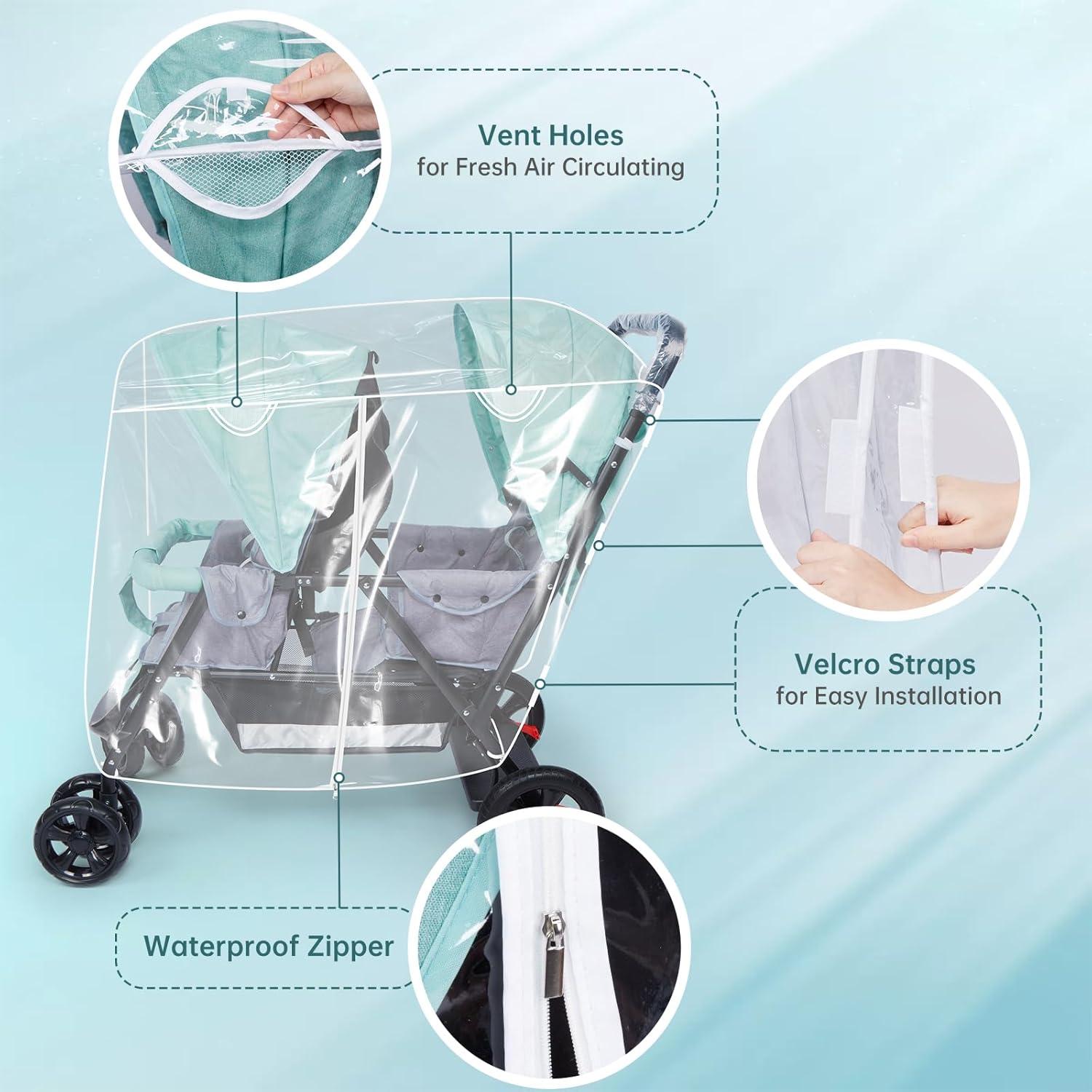 Cubierta para Cochecito Doble PAHTTO Impermeable 39x28cm