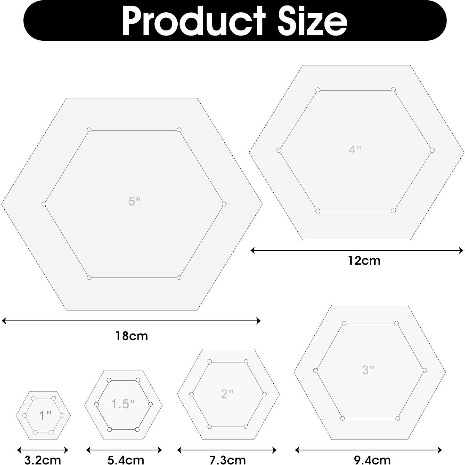 Juego de Plantillas de Acolchado Hexagonales Cobee 6 Tamaños