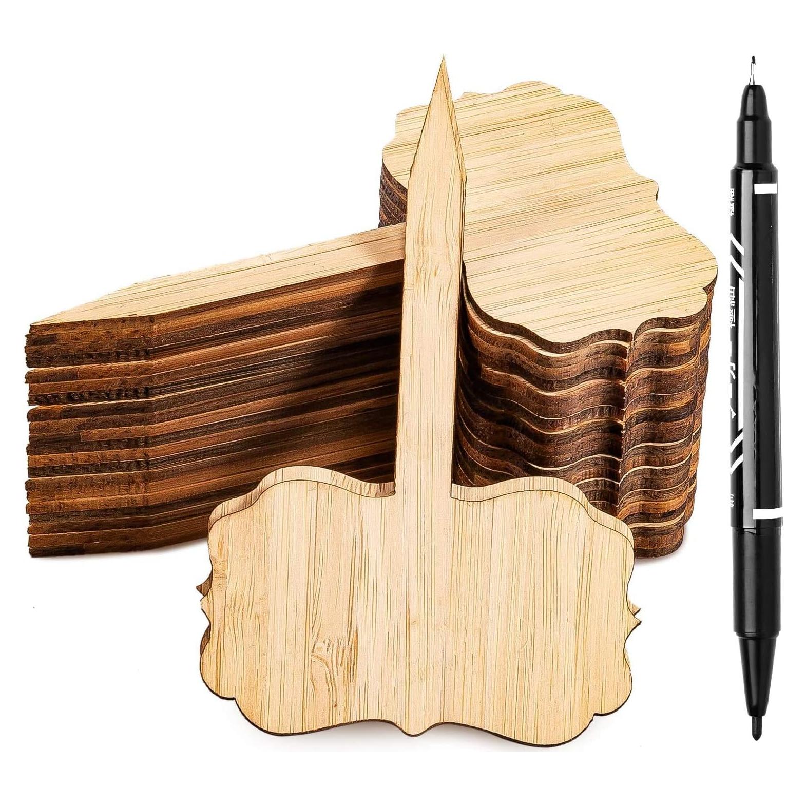 Etiquetas de Plantas de Bambú Whaline 60 Pcs T-Tipo 10x6.5 cm