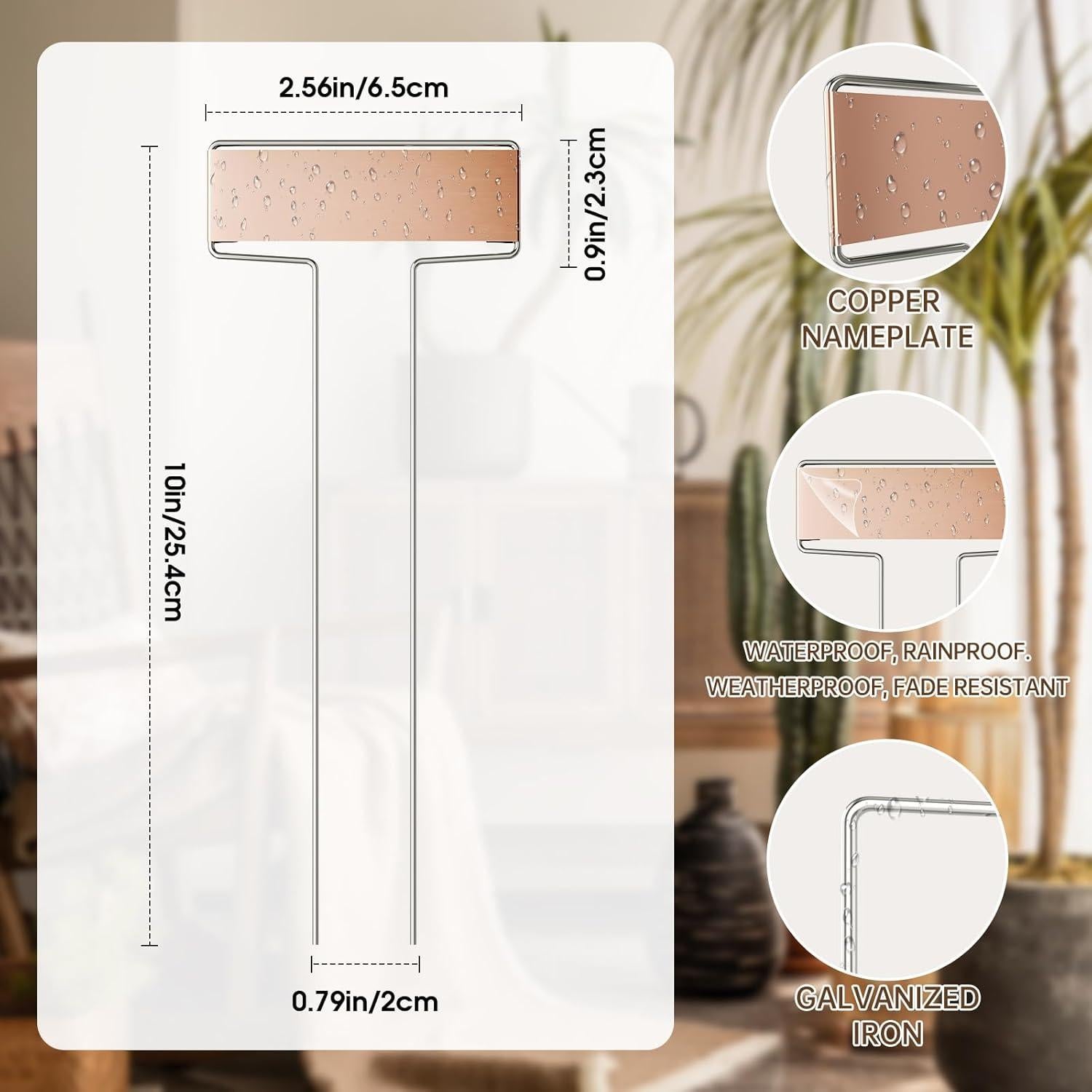 25 Etiquetas de Metal Cobre Cureder 25.4 cm Jardín