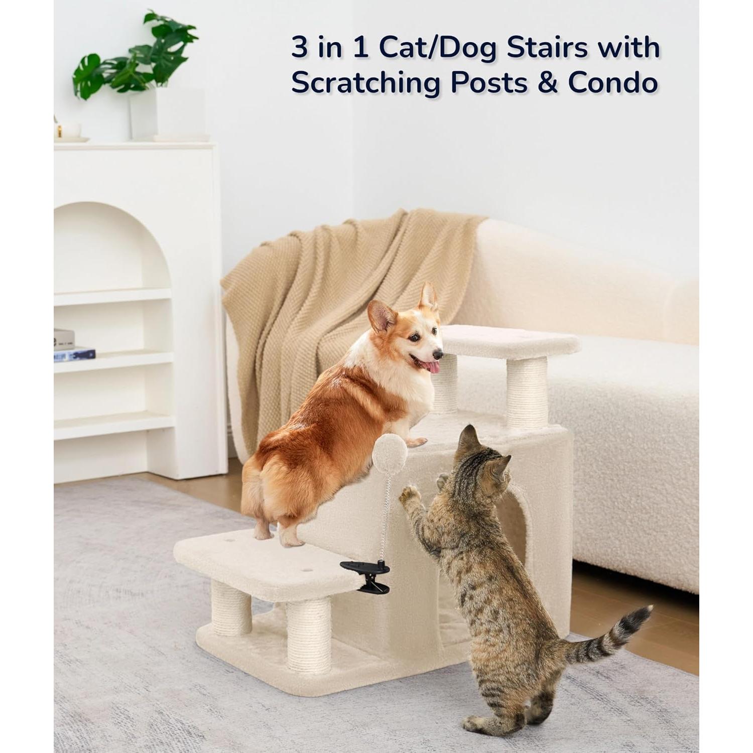 Escalera para Mascotas Happi N Pets 3 en 1 Beige 33x64cm
