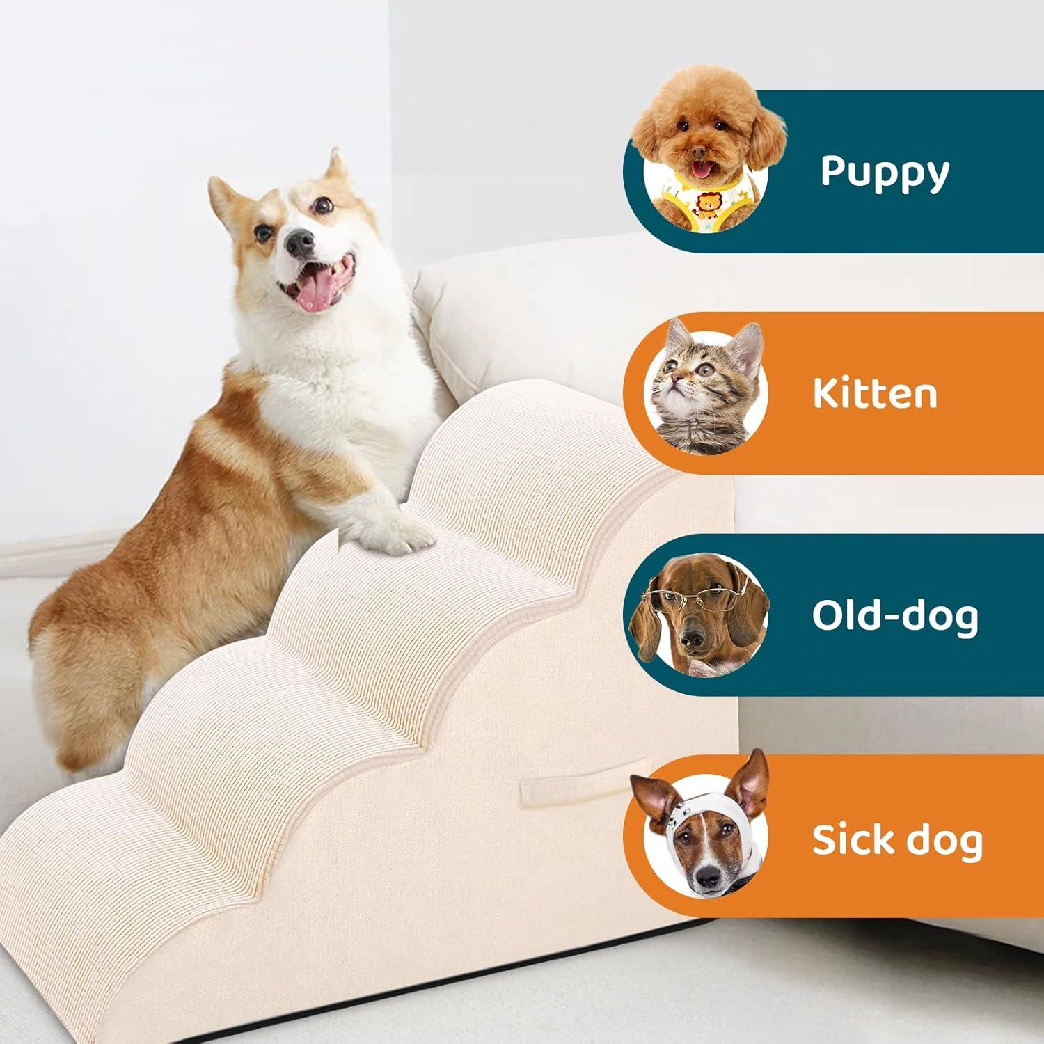 Escalones para Perros Vhaso 4 Pasos Beige 50.8 cm Espuma