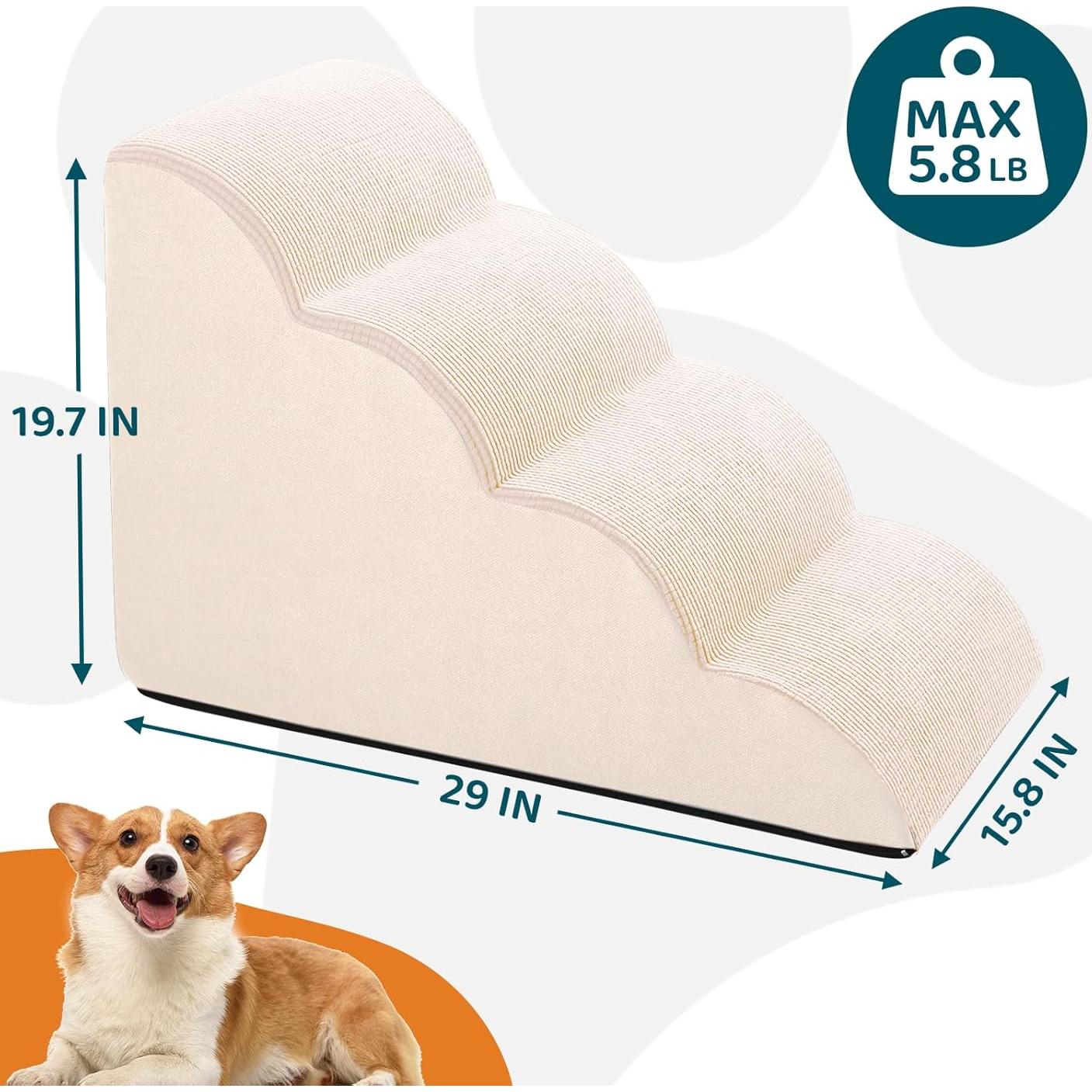 Escalones para Perros Vhaso 4 Pasos Beige 50.8 cm Espuma