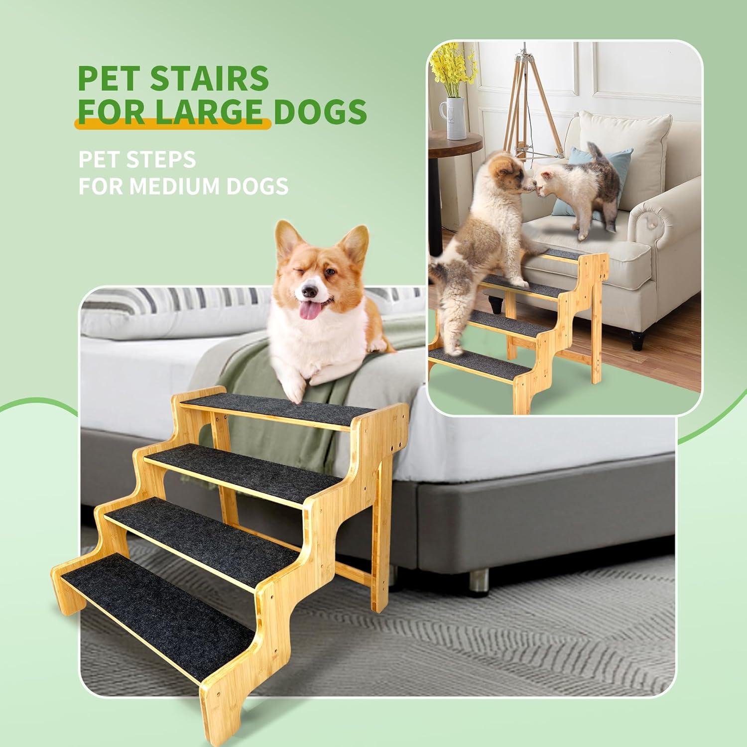 Escalera para Perros GXONE de 3 Pasos en Bambú Natural
