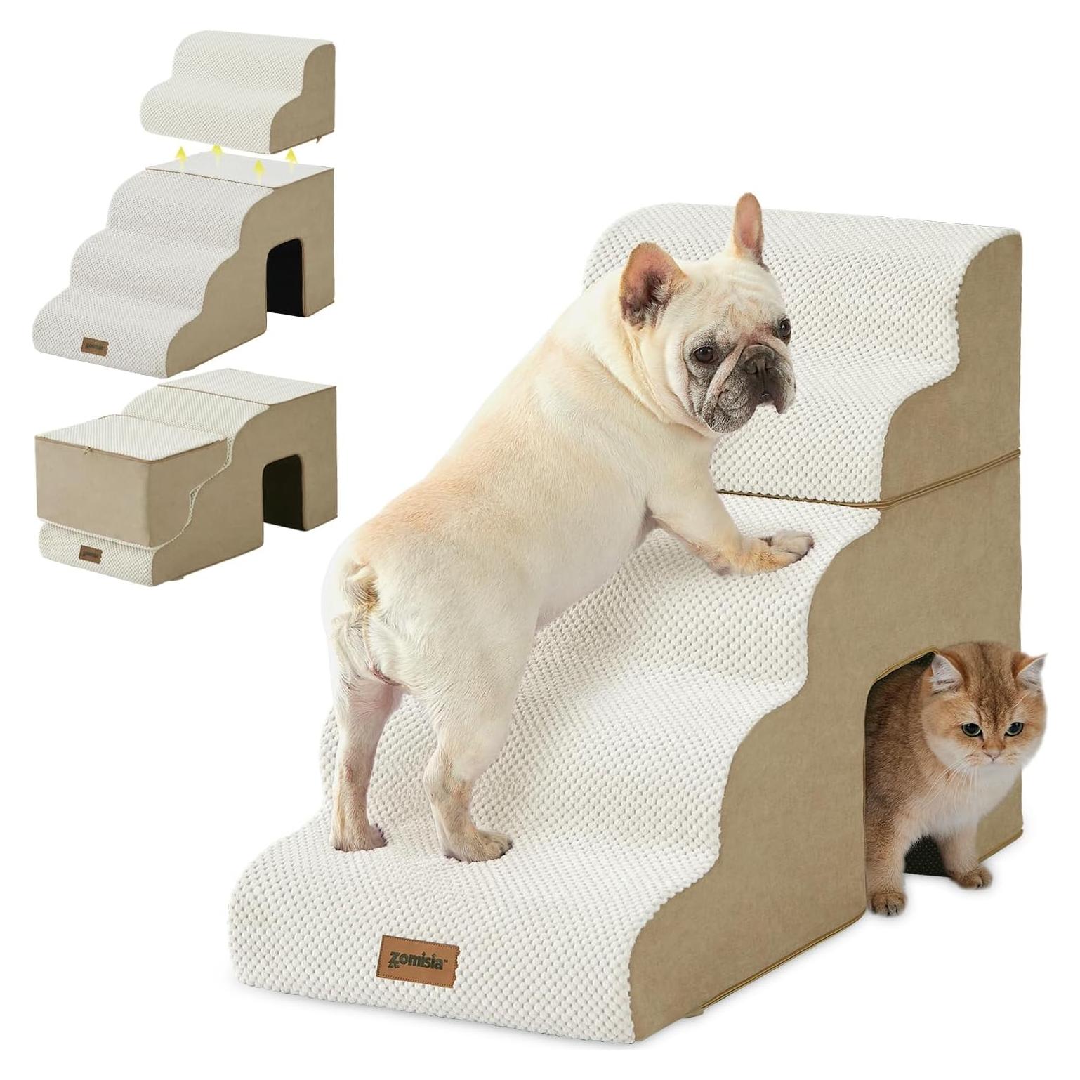 Escalera para Perros Zomisia 5 Pasos 60 cm Beige Antideslizante