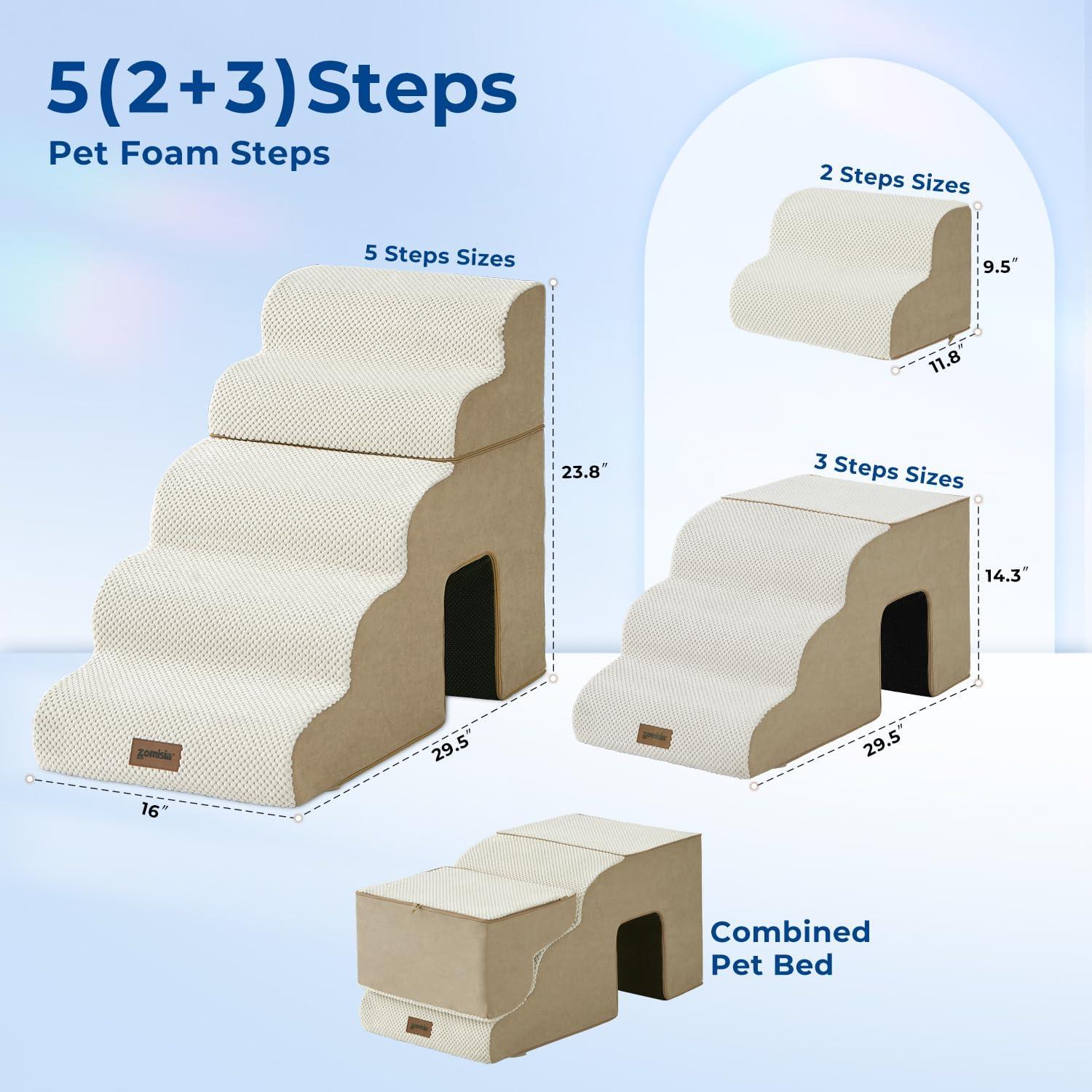 Escalera para Perros Zomisia 5 Pasos 60 cm Beige Antideslizante