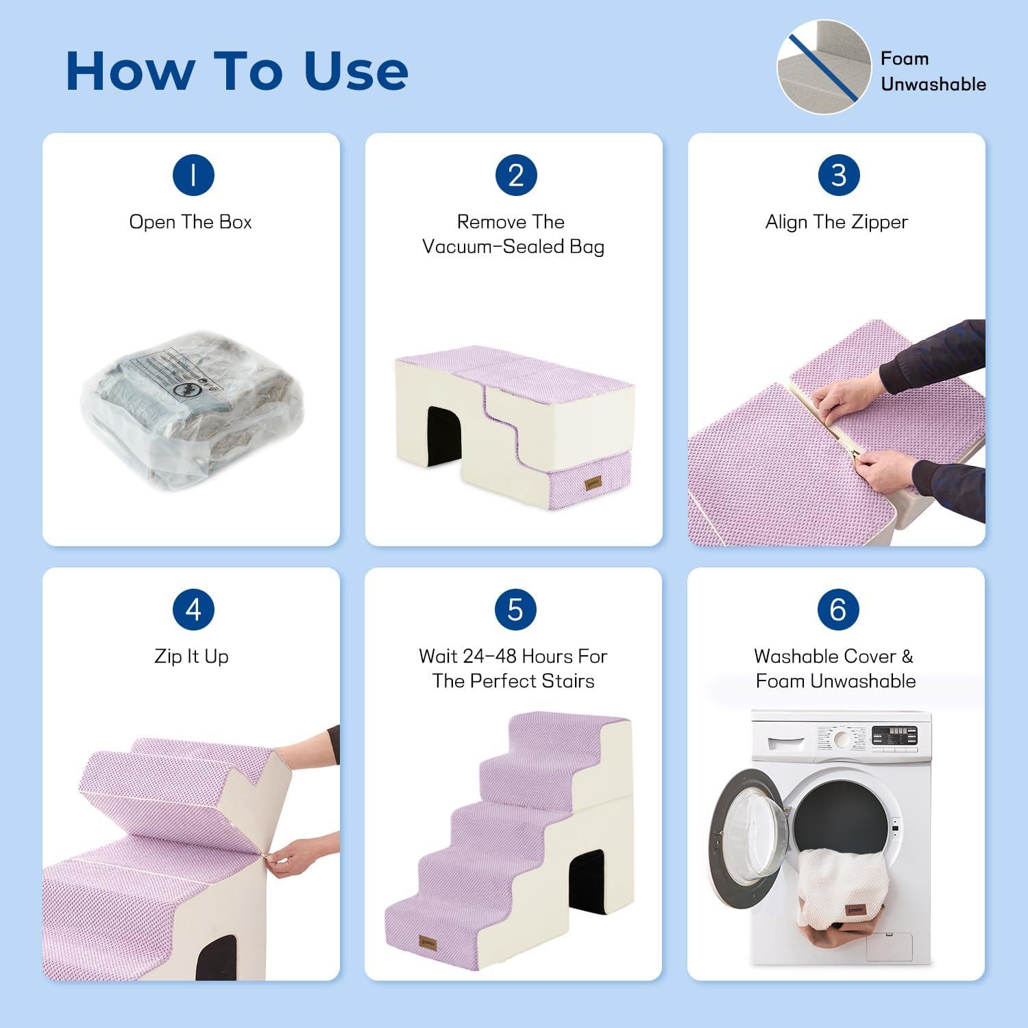 Escalera para Perros Zomisia 5 Pasos 60 cm Beige Antideslizante