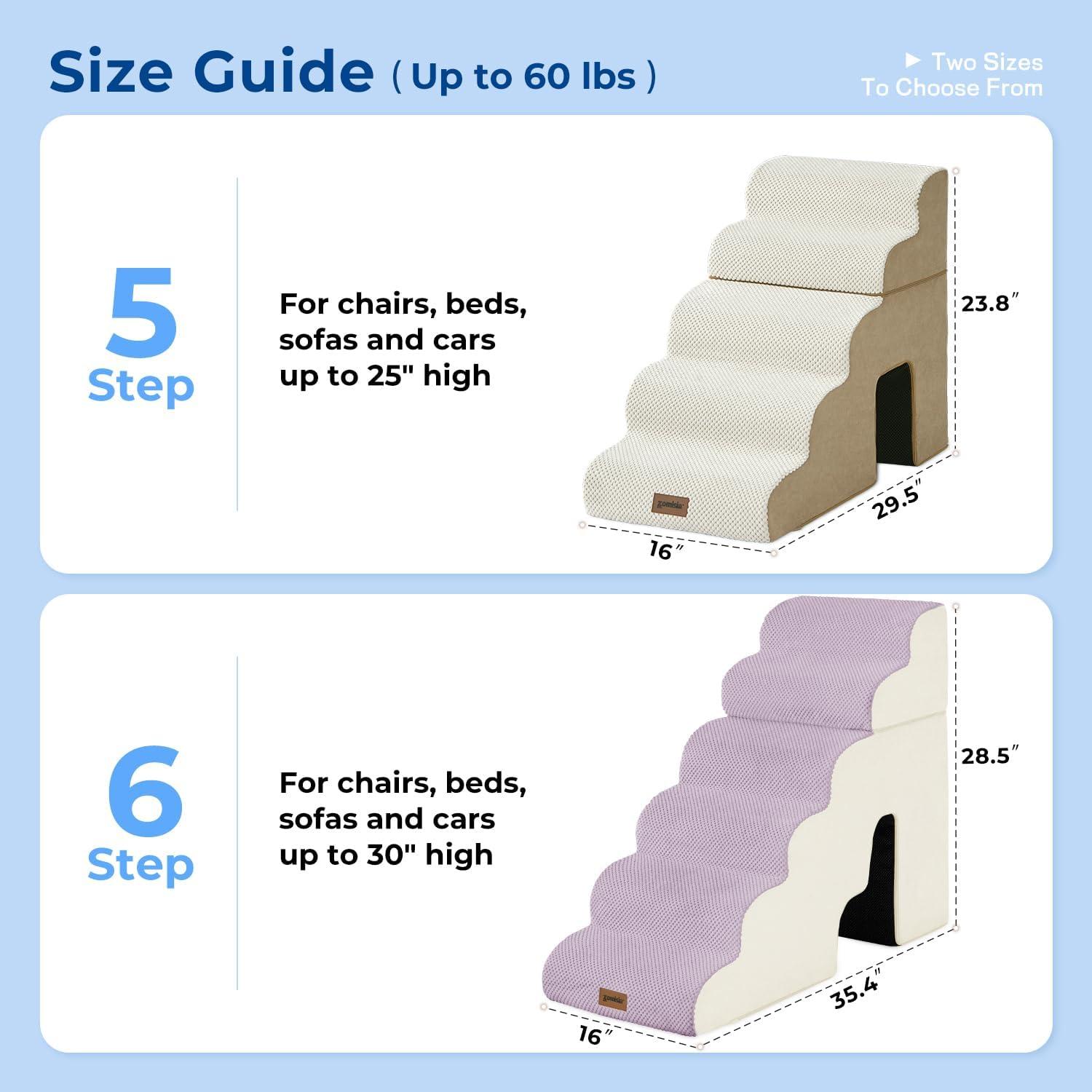 Escalera para Perros Zomisia 5 Pasos 60 cm Beige Antideslizante