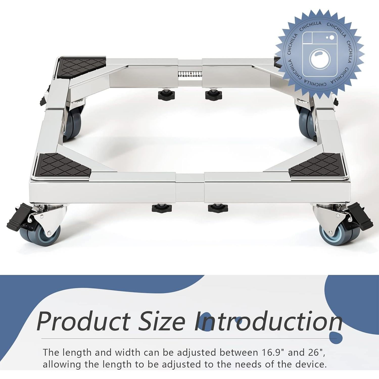 Base Móvil Chinchilla de Acero Inoxidable Ajustable 40.6-67.9 cm