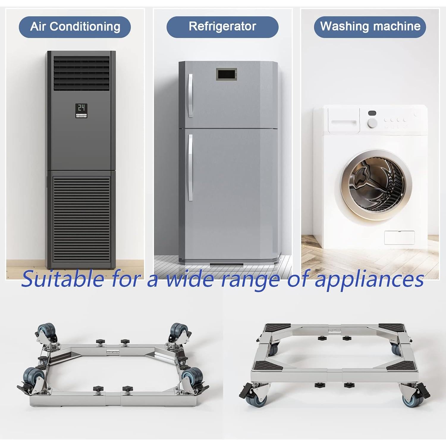Base Móvil Chinchilla de Acero Inoxidable Ajustable 40.6-67.9 cm