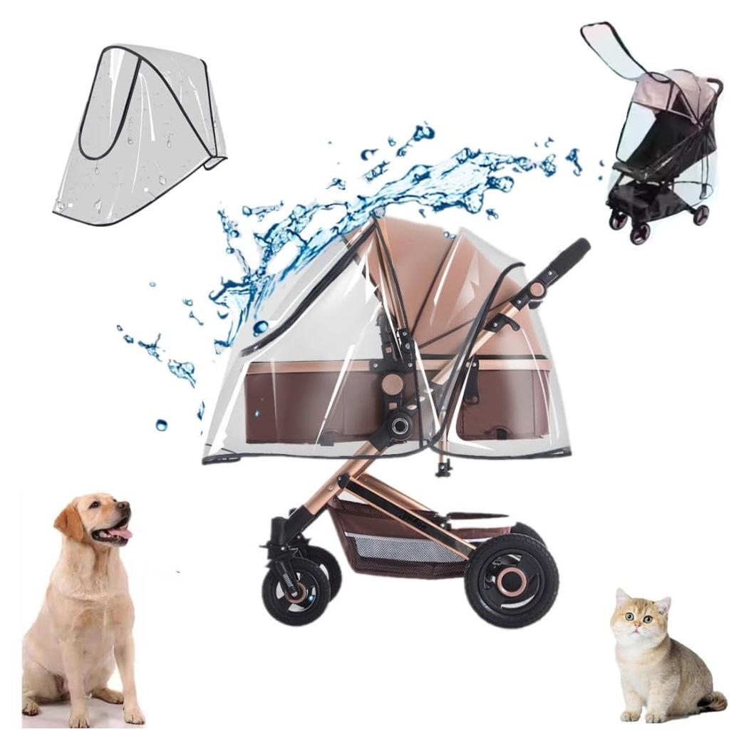 Cubierta de Lluvia para Carrito de Mascotas EVA - Plegable y Transparente