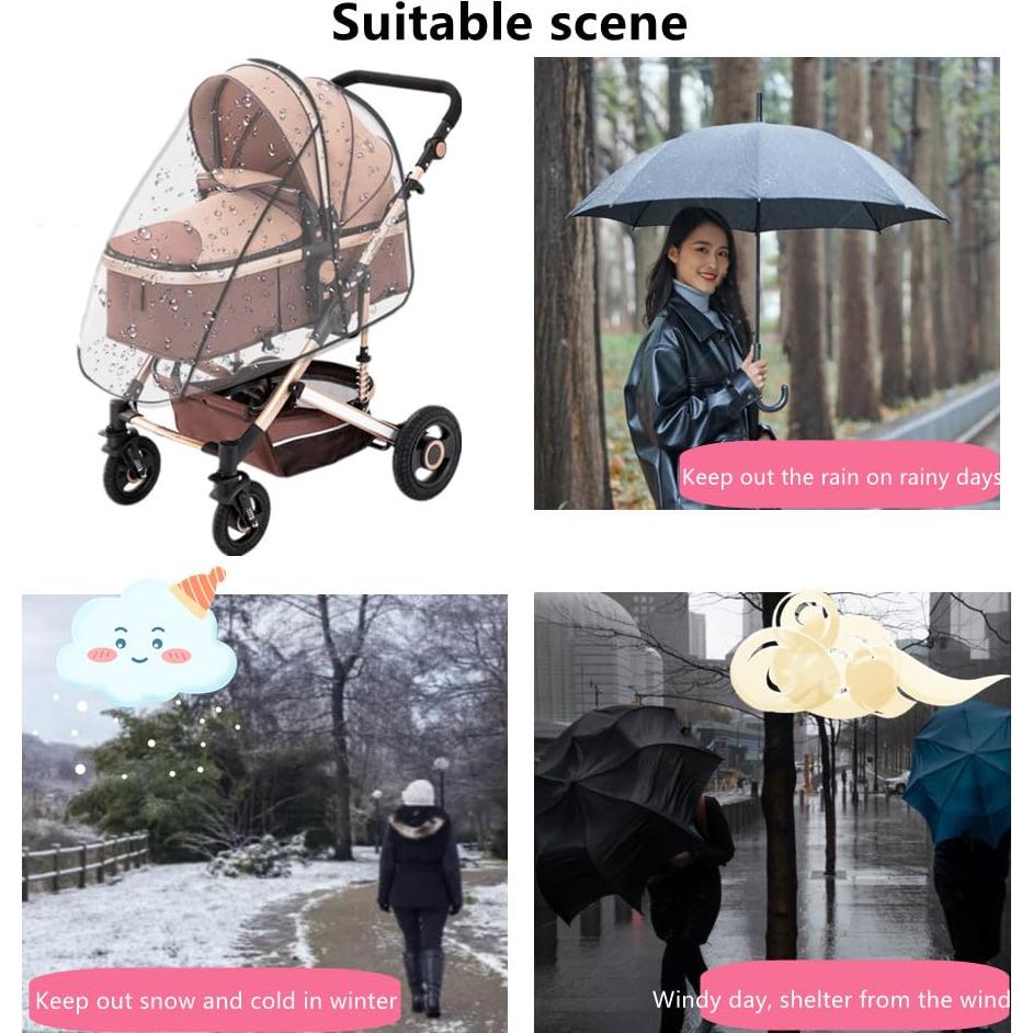 Cubierta de Lluvia para Carrito de Mascotas EVA - Plegable y Transparente