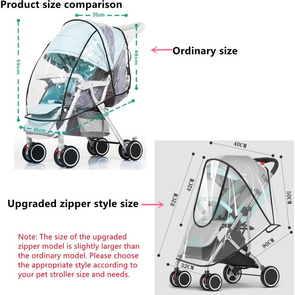 Cubierta de Lluvia para Carrito de Mascotas EVA - Plegable y Transparente
