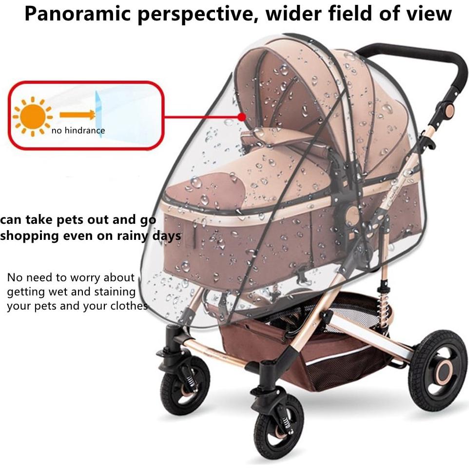 Cubierta de Lluvia para Carrito de Mascotas EVA - Plegable y Transparente