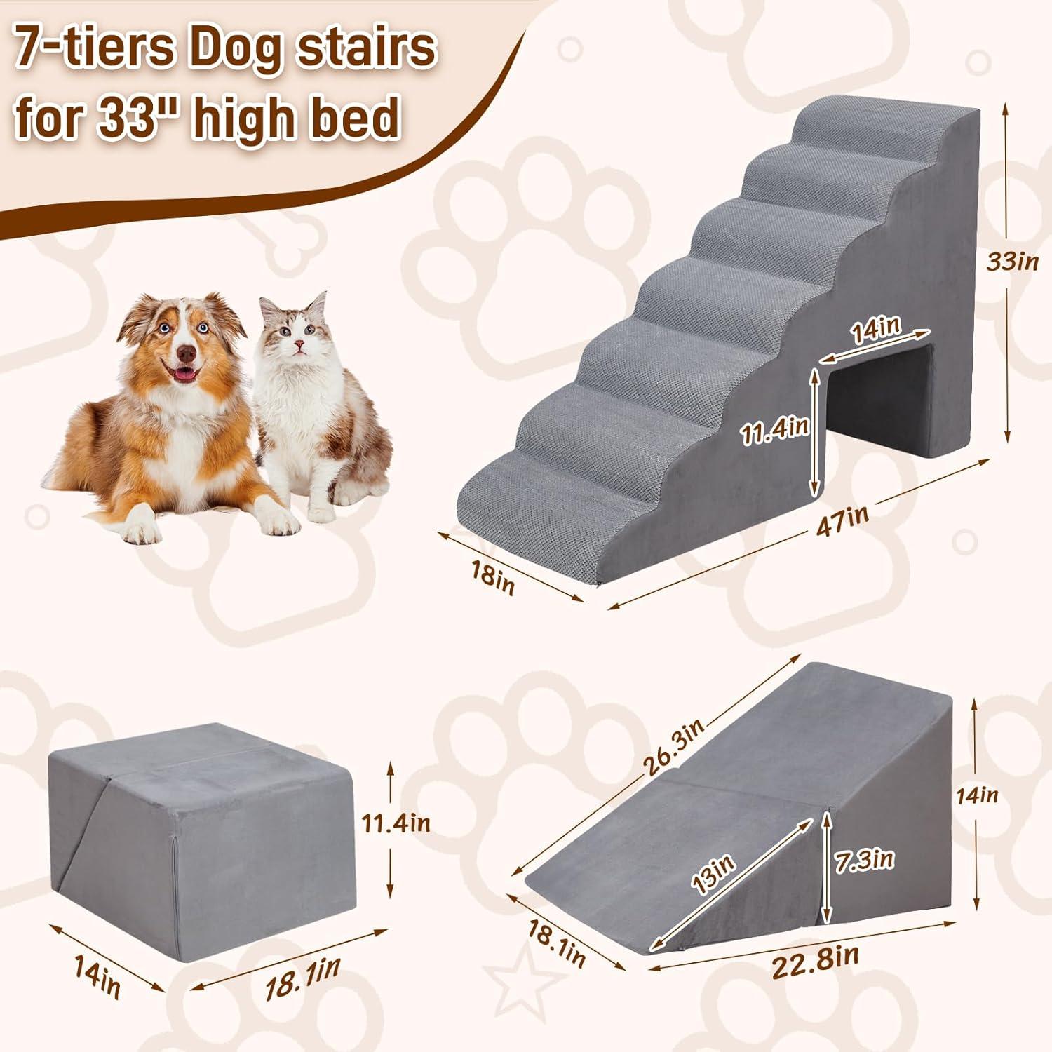Escaleras para Perros LitaiL 7 Pasos Altura 76-91 cm