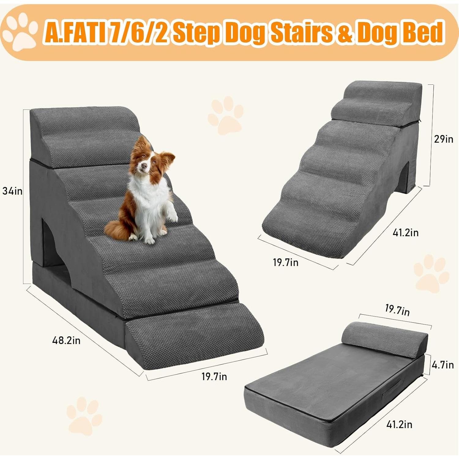 Escalera para Perros A.FATI 7 Niveles Antideslizante 81-91 cm