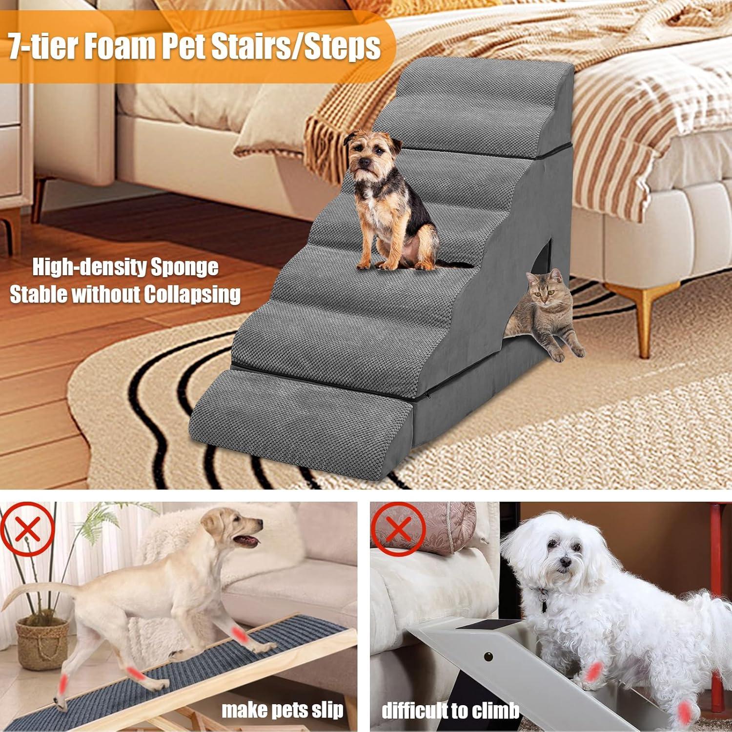 Escalera para Perros A.FATI 7 Niveles Antideslizante 81-91 cm