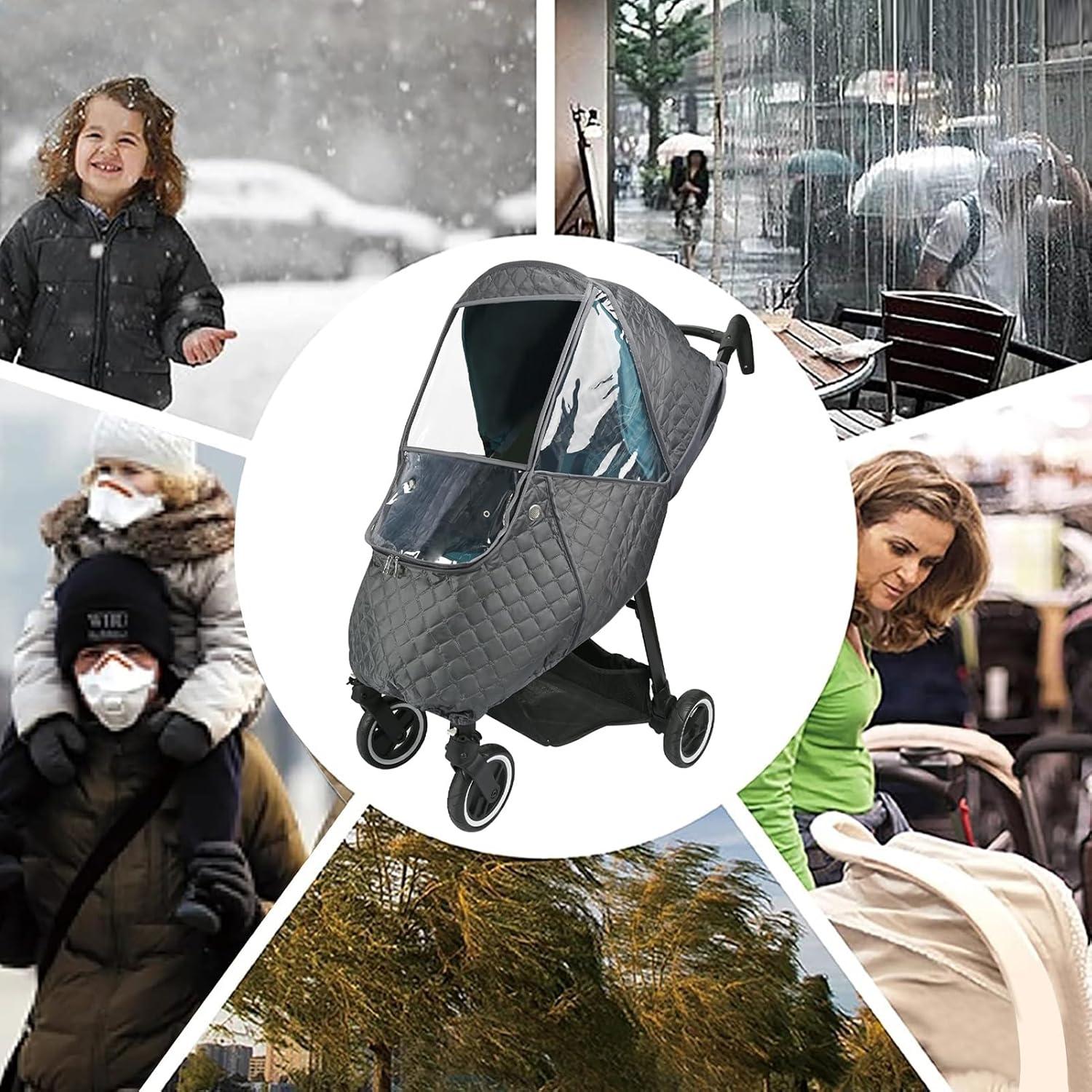 Cubierta de Lluvia para Cochecito Bebamour Gris Oscuro - Impermeable y UV