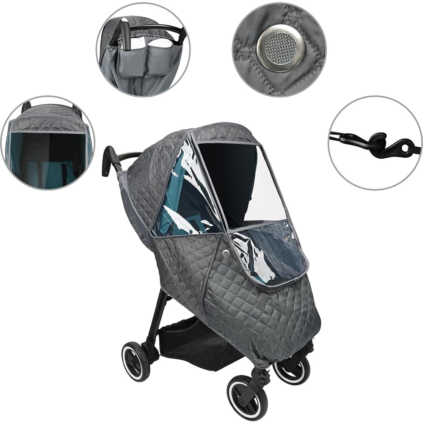 Cubierta de Lluvia para Cochecito Bebamour Gris Oscuro - Impermeable y UV