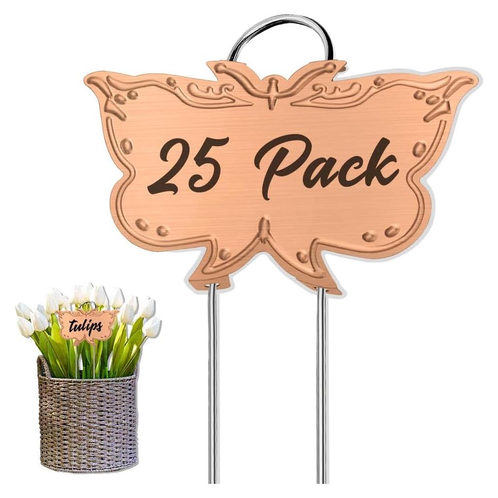 Etiquetas de Jardín de Metal TCYPUHL 25 Piezas Mariposa Dorada
