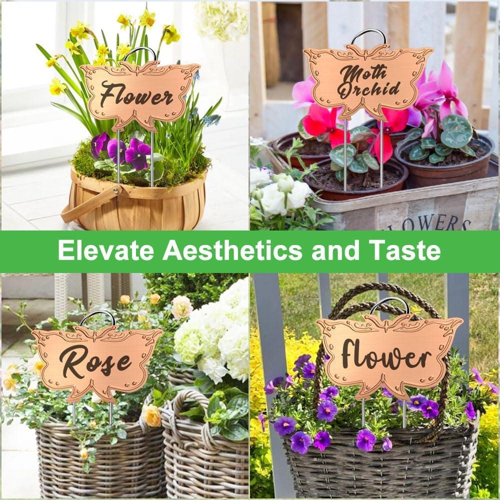 Etiquetas de Jardín de Metal TCYPUHL 25 Piezas Mariposa Dorada