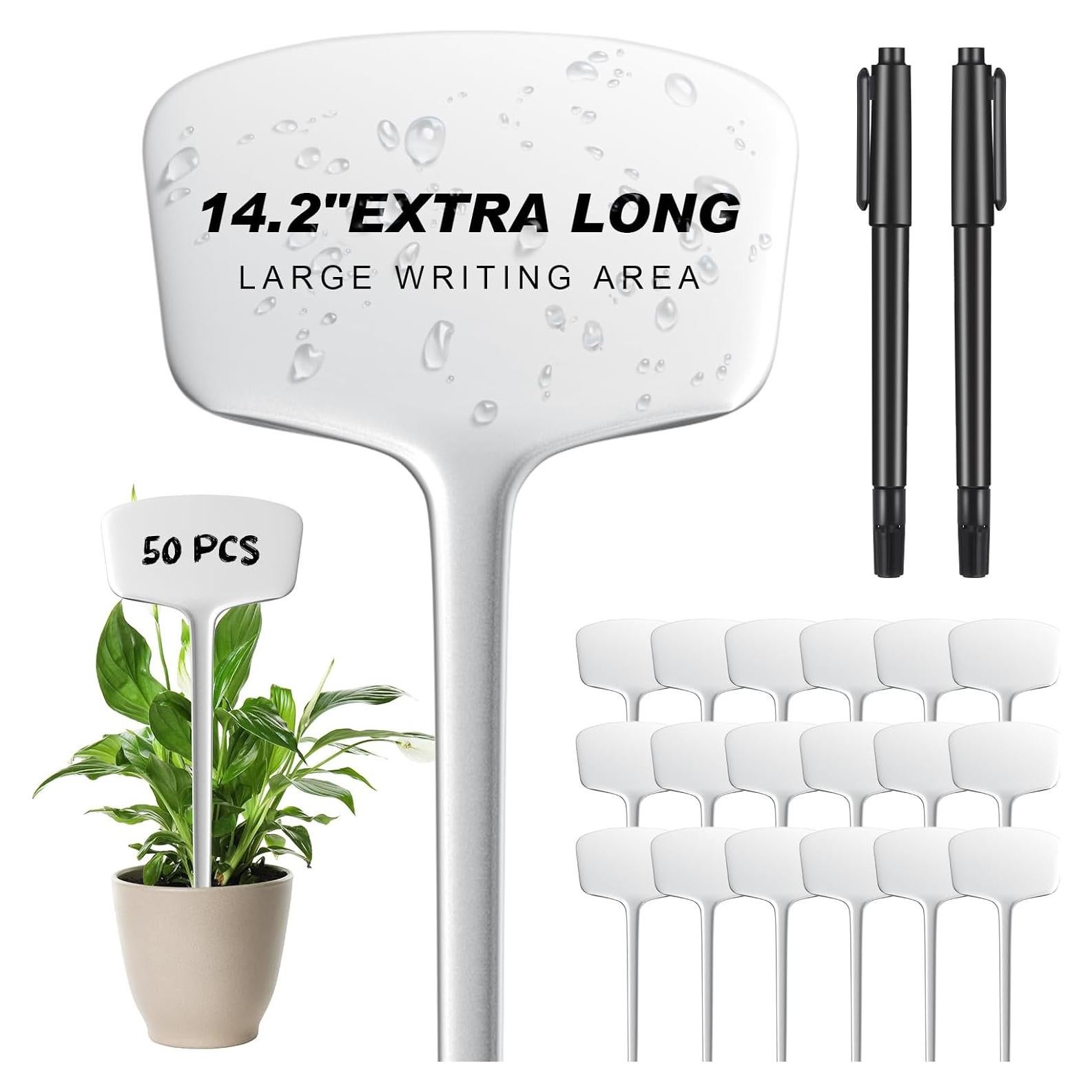 50 Etiquetas de Plástico para Plantas Colingmill 36 cm con Bolígrafos