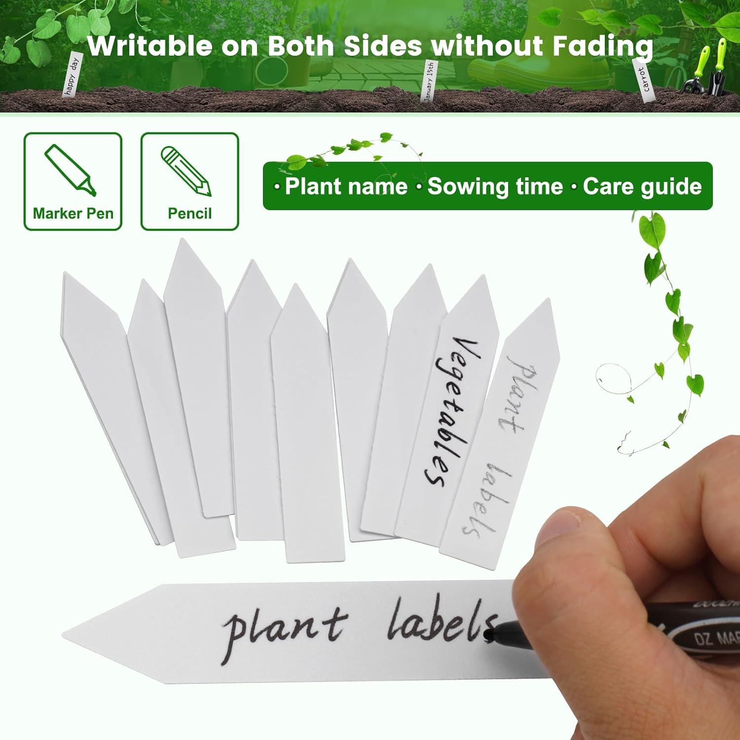 Etiquetas de Jardín KINGLAKE 200 Pcs 10x2 cm Blancas Reutilizables