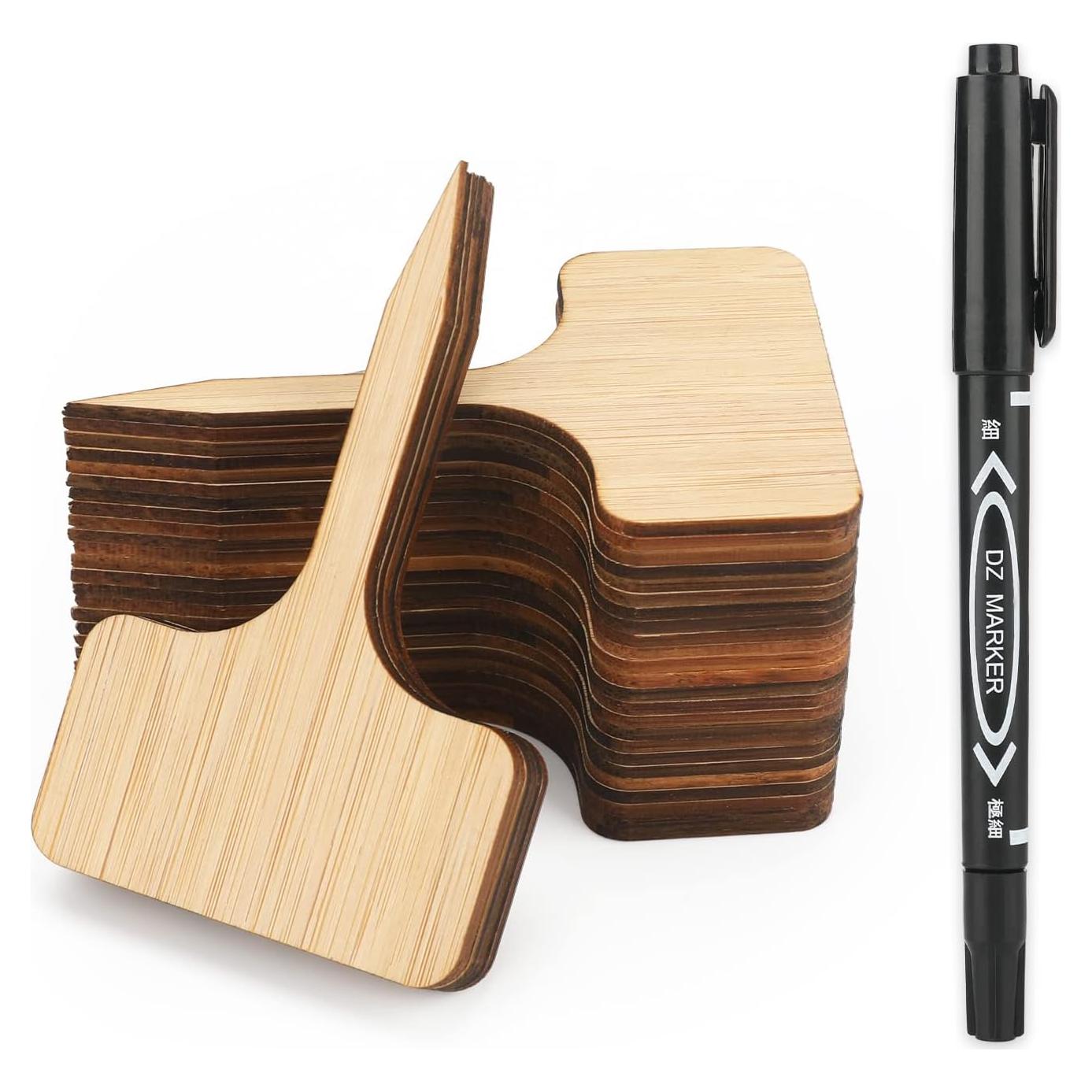 Etiquetas de Plantas de Bambú KINGLAKE 60 Pcs Tipo T Impermeables