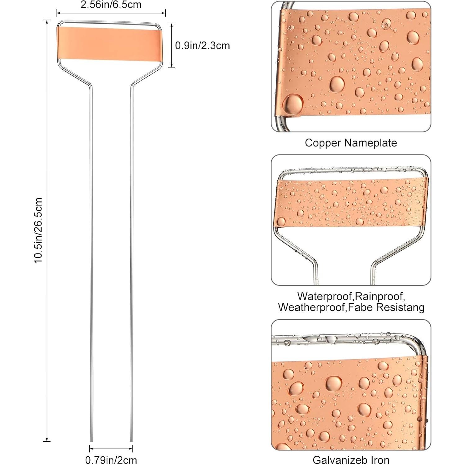 100 Etiquetas de Jardín de Cobre Shimeyao 26.5 cm Resistentes