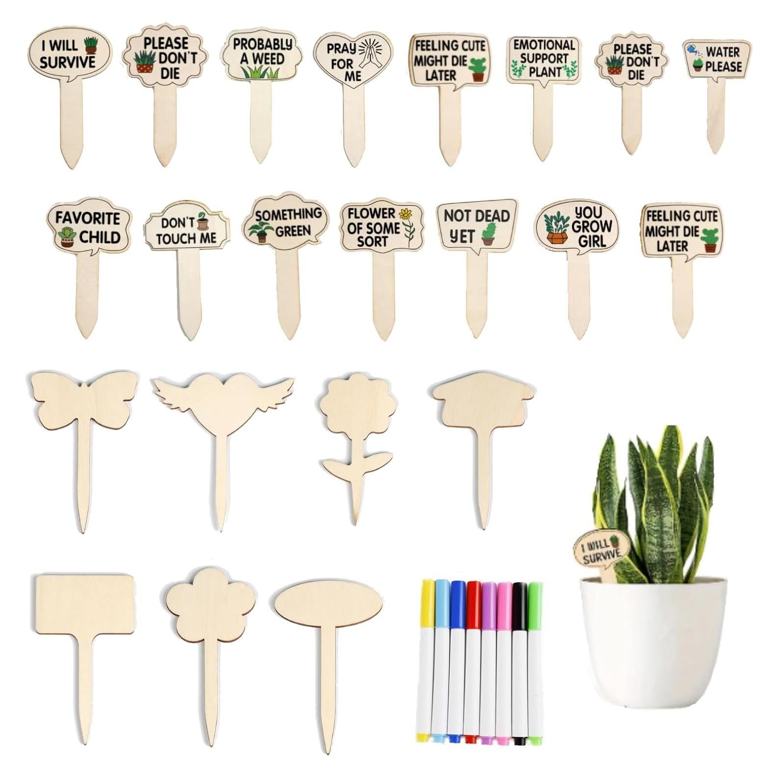 Set de 100 Etiquetas de Madera CEYAZYE para Jardín