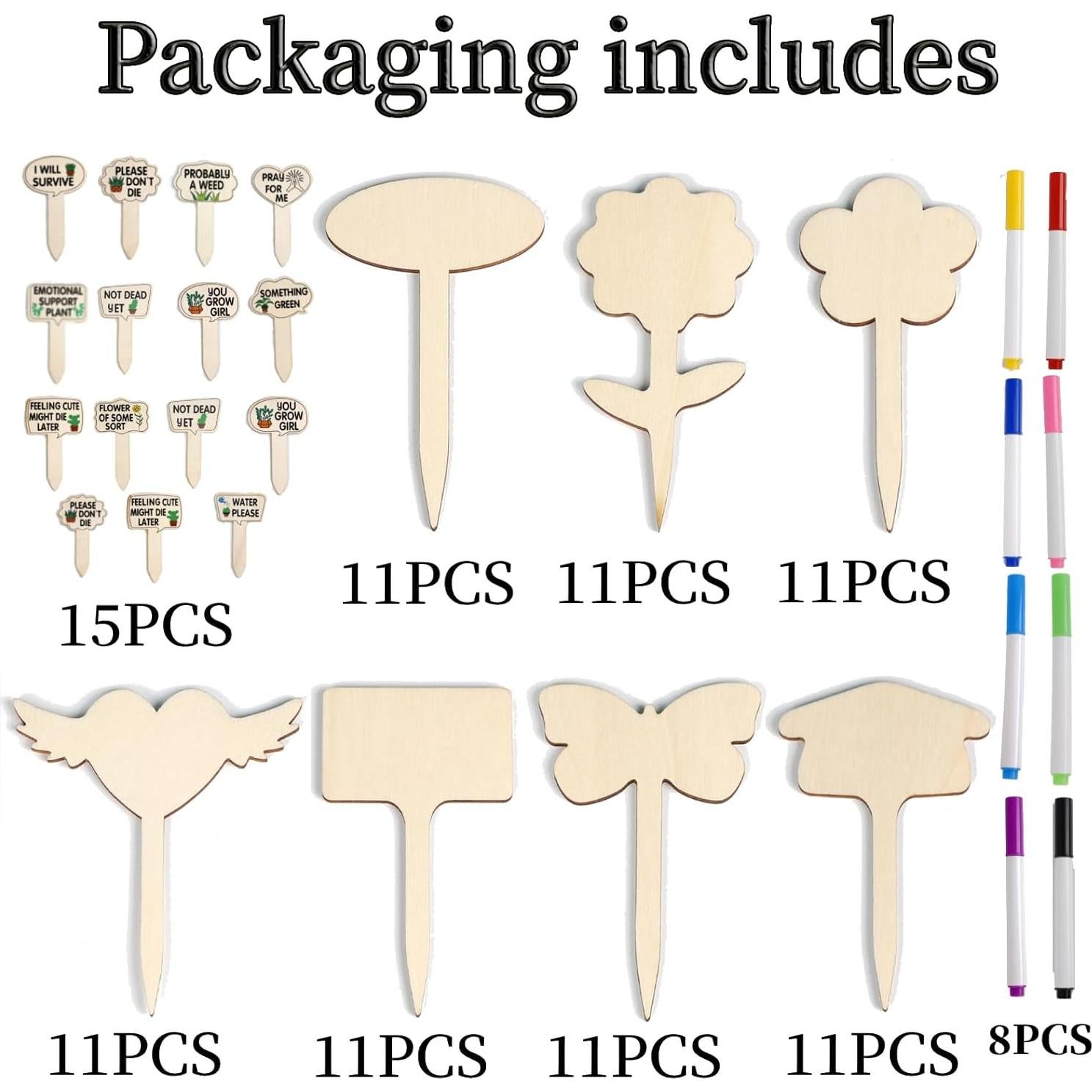 Set de 100 Etiquetas de Madera CEYAZYE para Jardín