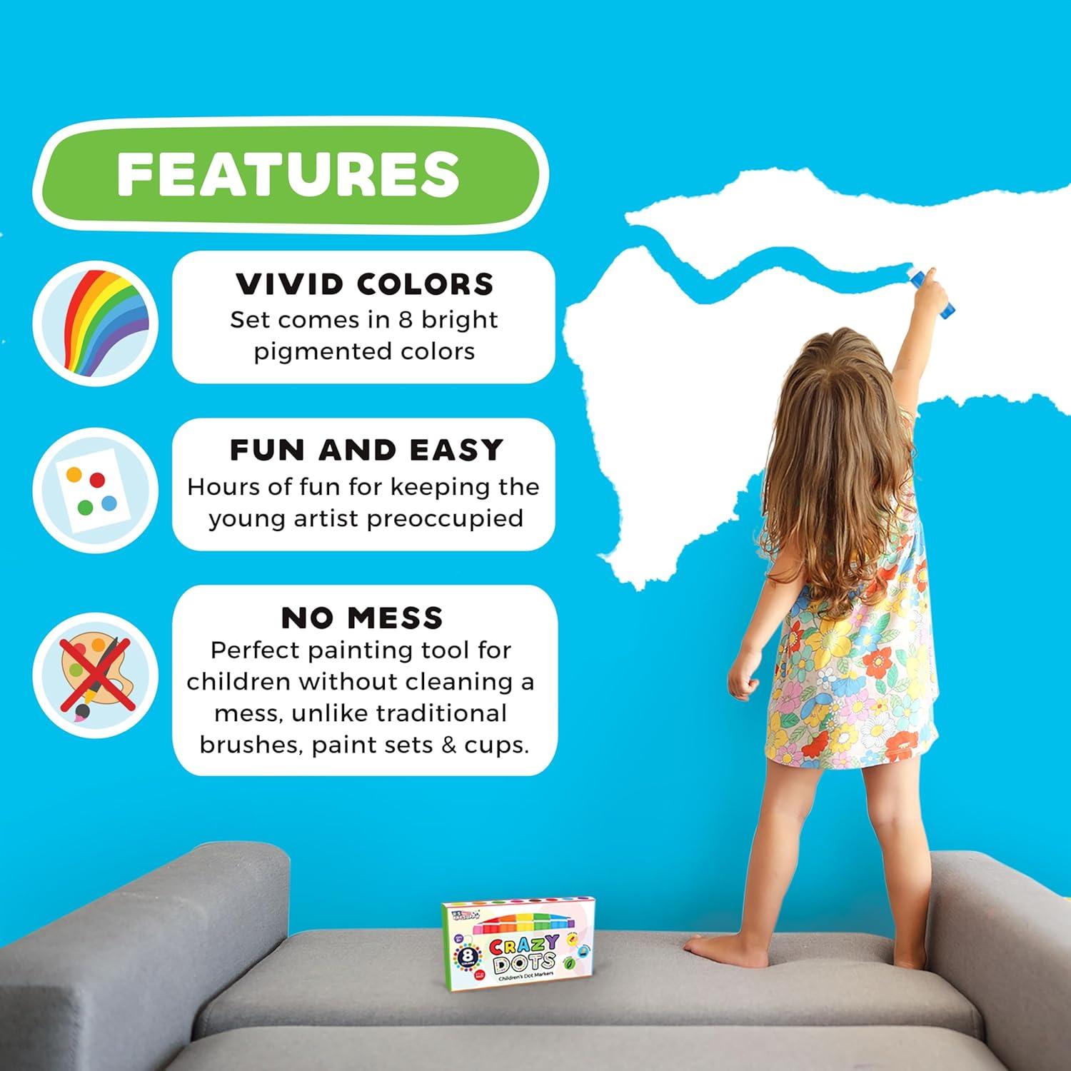 Marcadores de Puntos Locos Suministro de Arte 8 Unidades Lavables